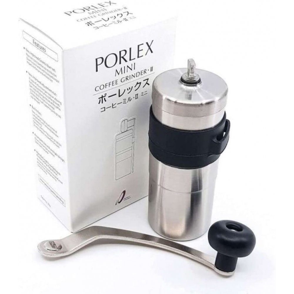 PORLEX Kaffeemühle Mini 2 - Handkaffeemühle - aus Edelstahl mit Keramikmahlwerk - grau, Keramikmahlwerk