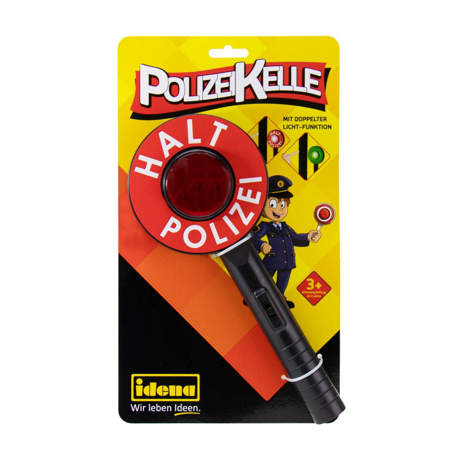 Idena Spielzeug-Polizei Einsatzset Idena 40159 - Polizeikelle mit Lichtfunktion in grün und rot, ca. 24