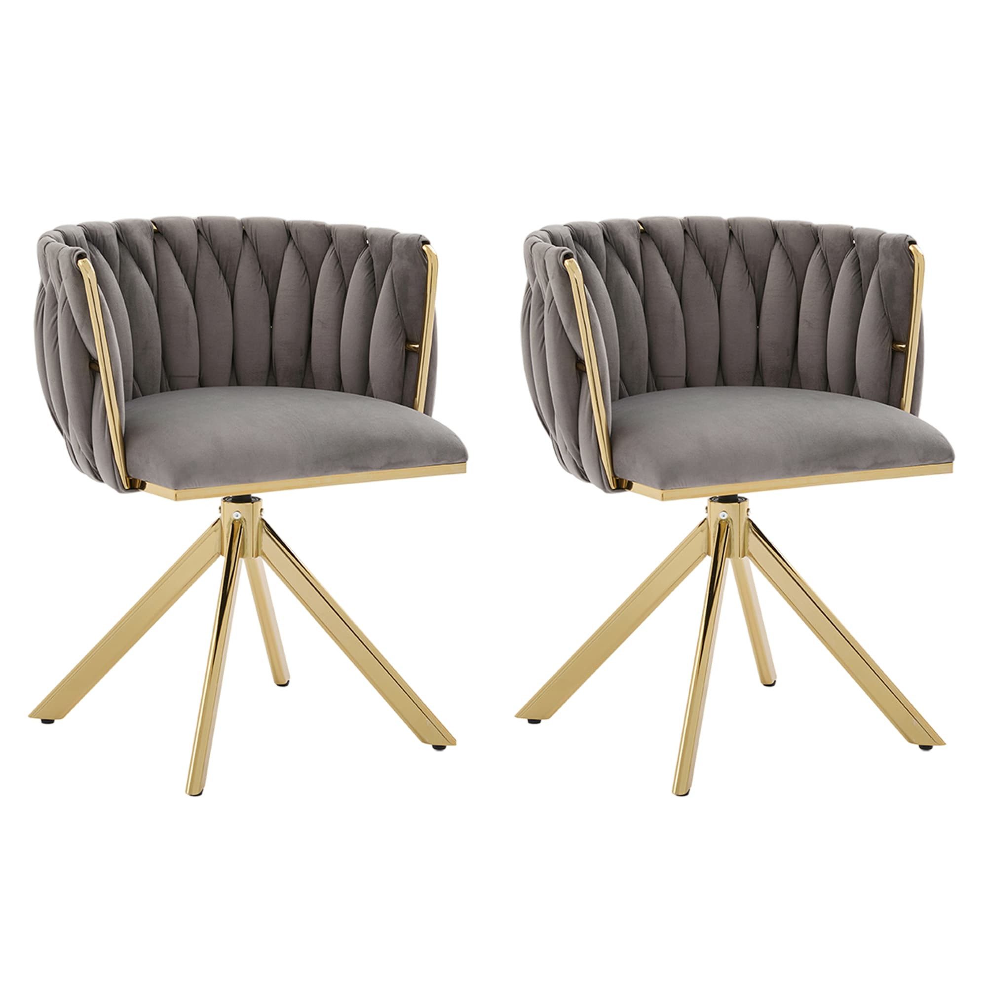 Fanttik Stuhl Esszimmerstuhl 180°Küchenstuhl Polsterstuhl Velourssessel Schminkstuhl (Set), 180°-Schwenkfunktion, rückengerechte Ergonomie und samtweicher Luxus