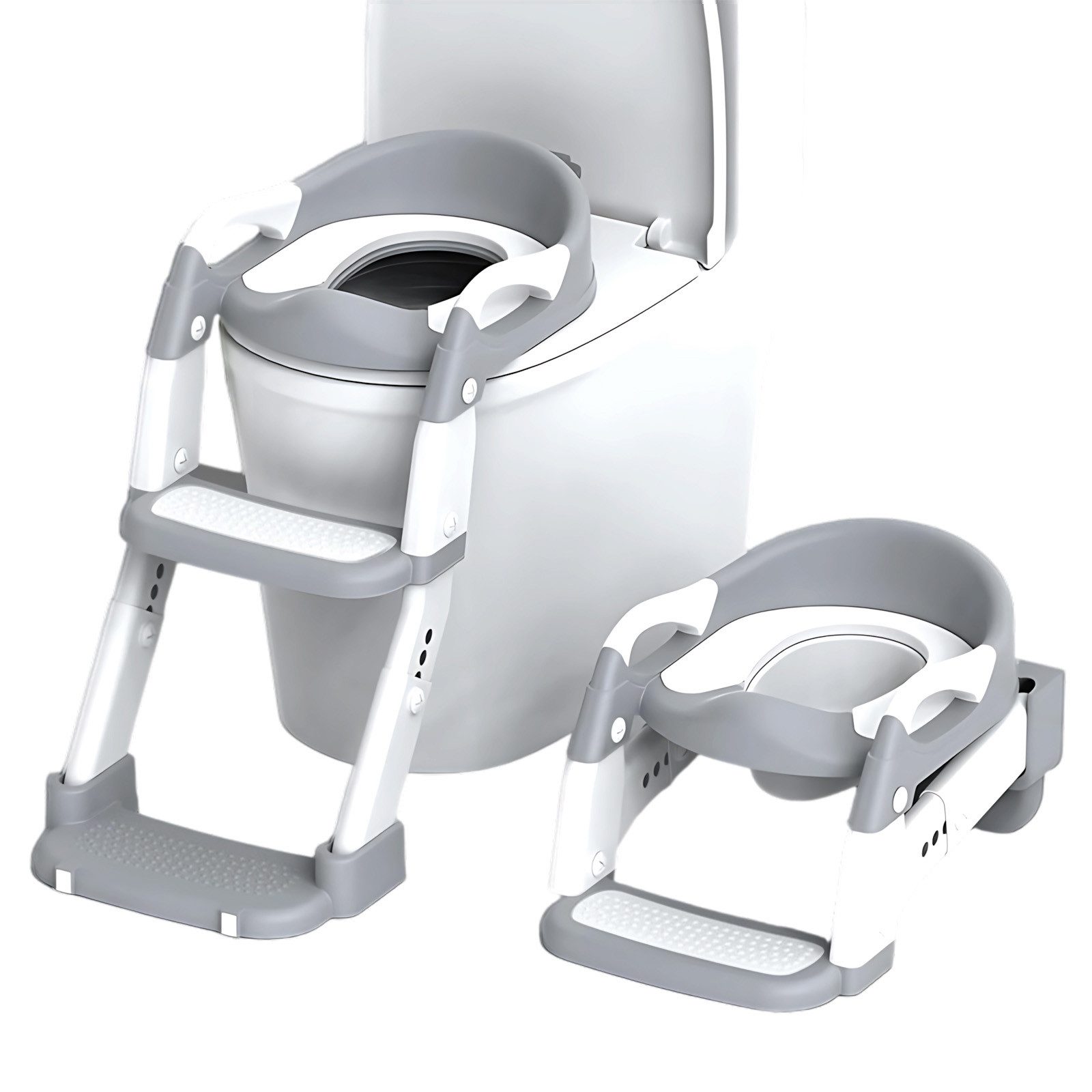 AKKEE Toilettentrainer Verbesserter 3-in-1-Toilettensitz mit Tritthocker, Rutschfester Spritzschutz-Kindertoilettensitz mit Leiter