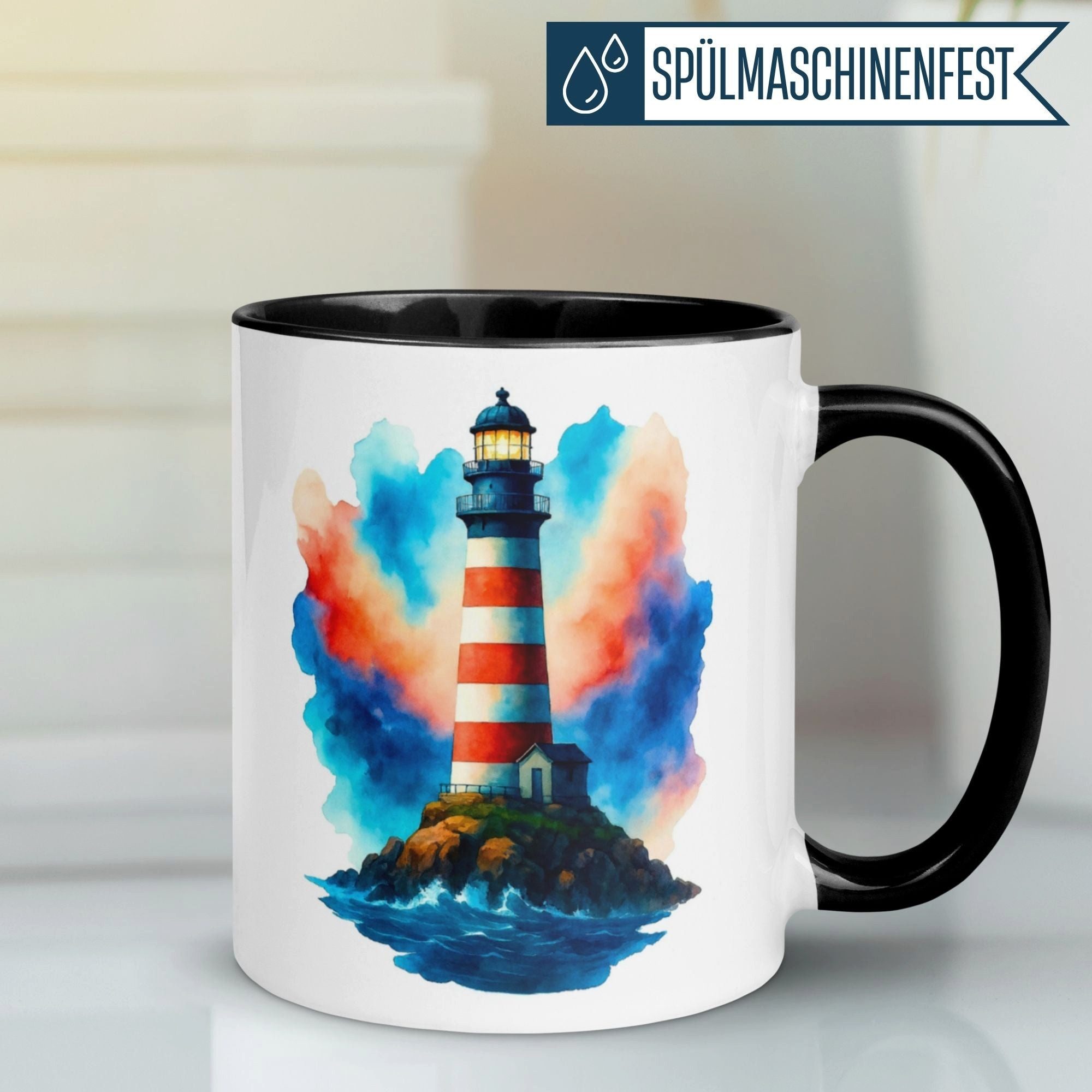 Momentals Tasse Liebe – „Leuchtturm“ – Ich liebe Dich Geschenk Partner Valentinstag, Gratis Versand · Links-&Rechtshänder · Spülmaschinenfest