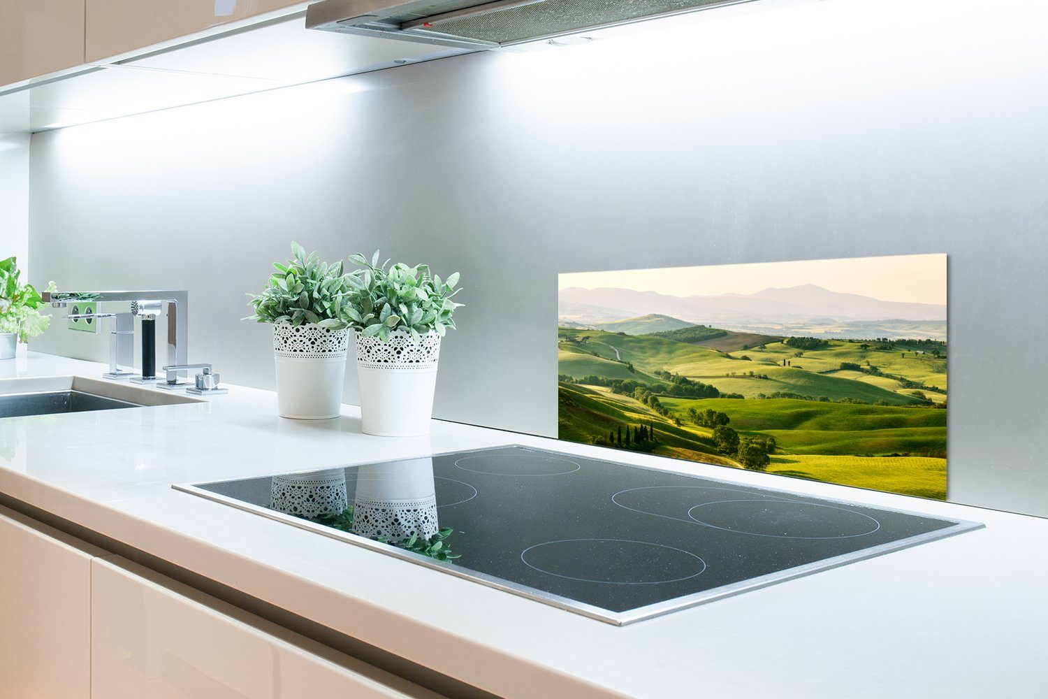 Küchen gegen - für - Natur Schmutzflecken (1-tlg), Landschaft, und Küchenrückwand cm, Grün MuchoWow Toskana - Wandschutz, Fett 60x30