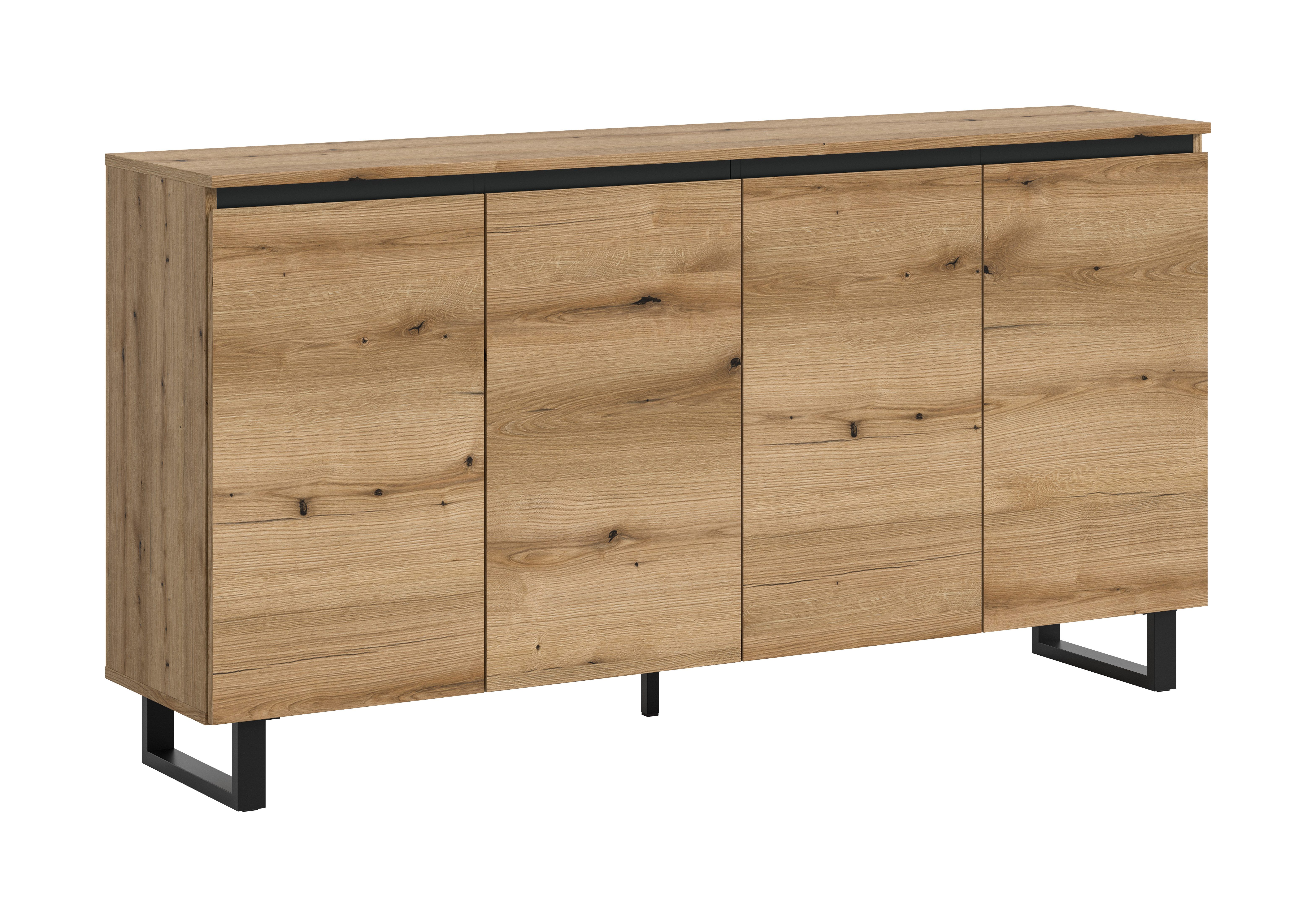 furnling Sideboard Tomea (1 St), 4 Türen, 8 Fächer, schwarze Schattenfuge, Breite 160 cm, Evoke Oak