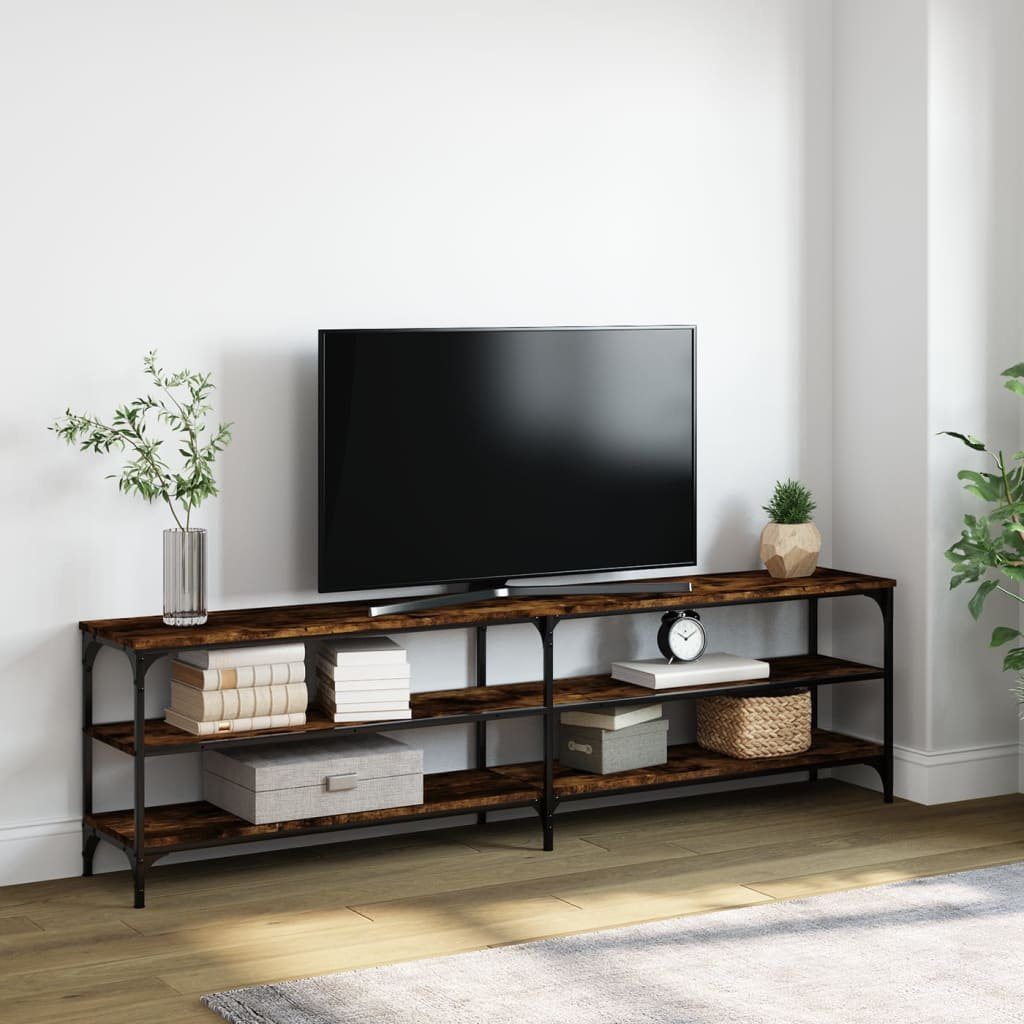 furnicato TV-Schrank Räuchereiche 180x30x50 cm Holzwerkstoff und Metall