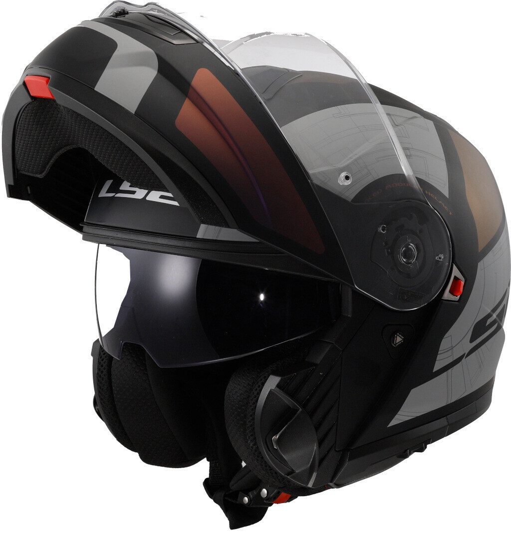 LS2 Motorradhelm FF908 Strobe II Orion Klapphelm, Vorbereitet Für Kommunikationssystem,integriertes Sonnenvisier