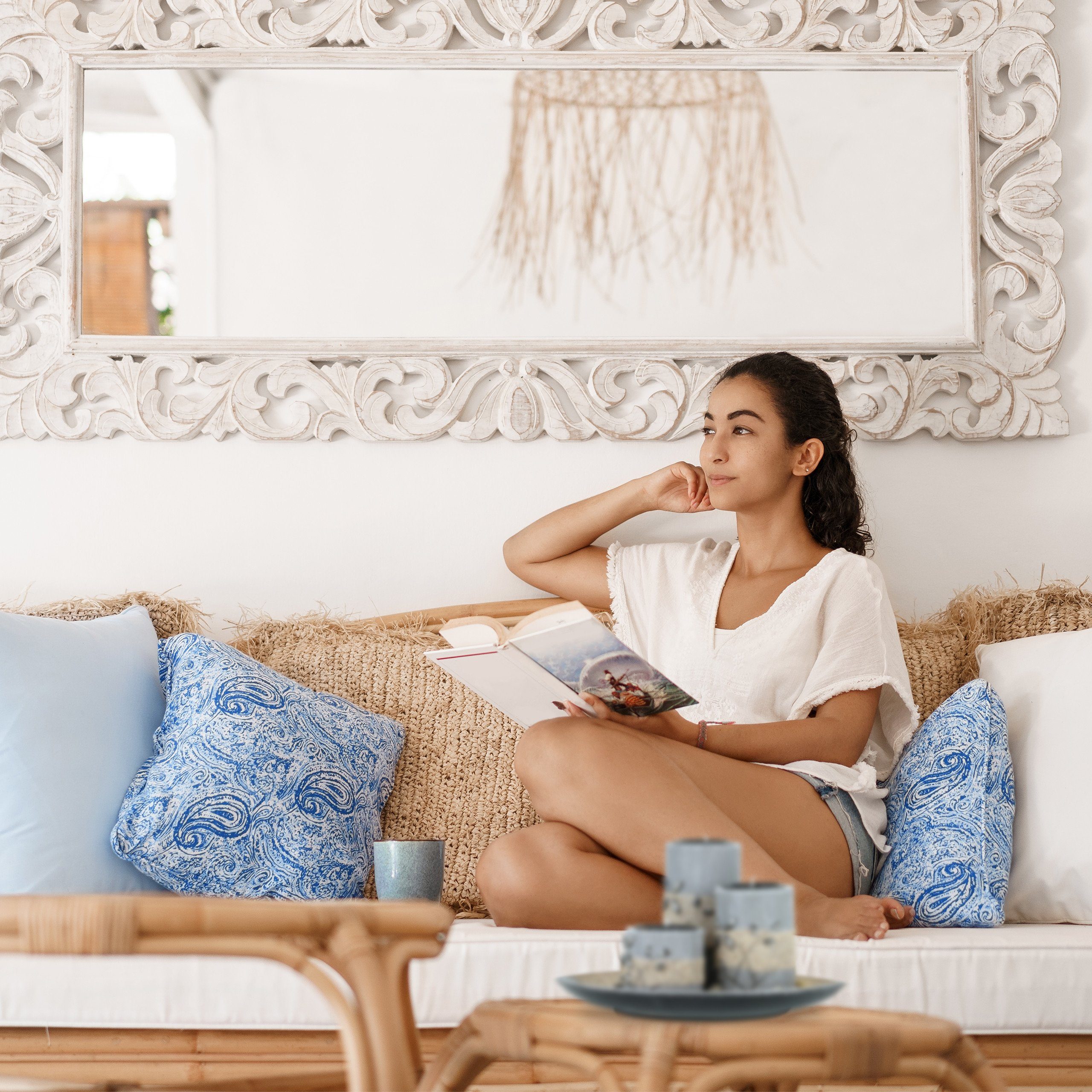 relaxdays Teelichthalter mit Tablett Teelichthalter Set mit Dekoschale