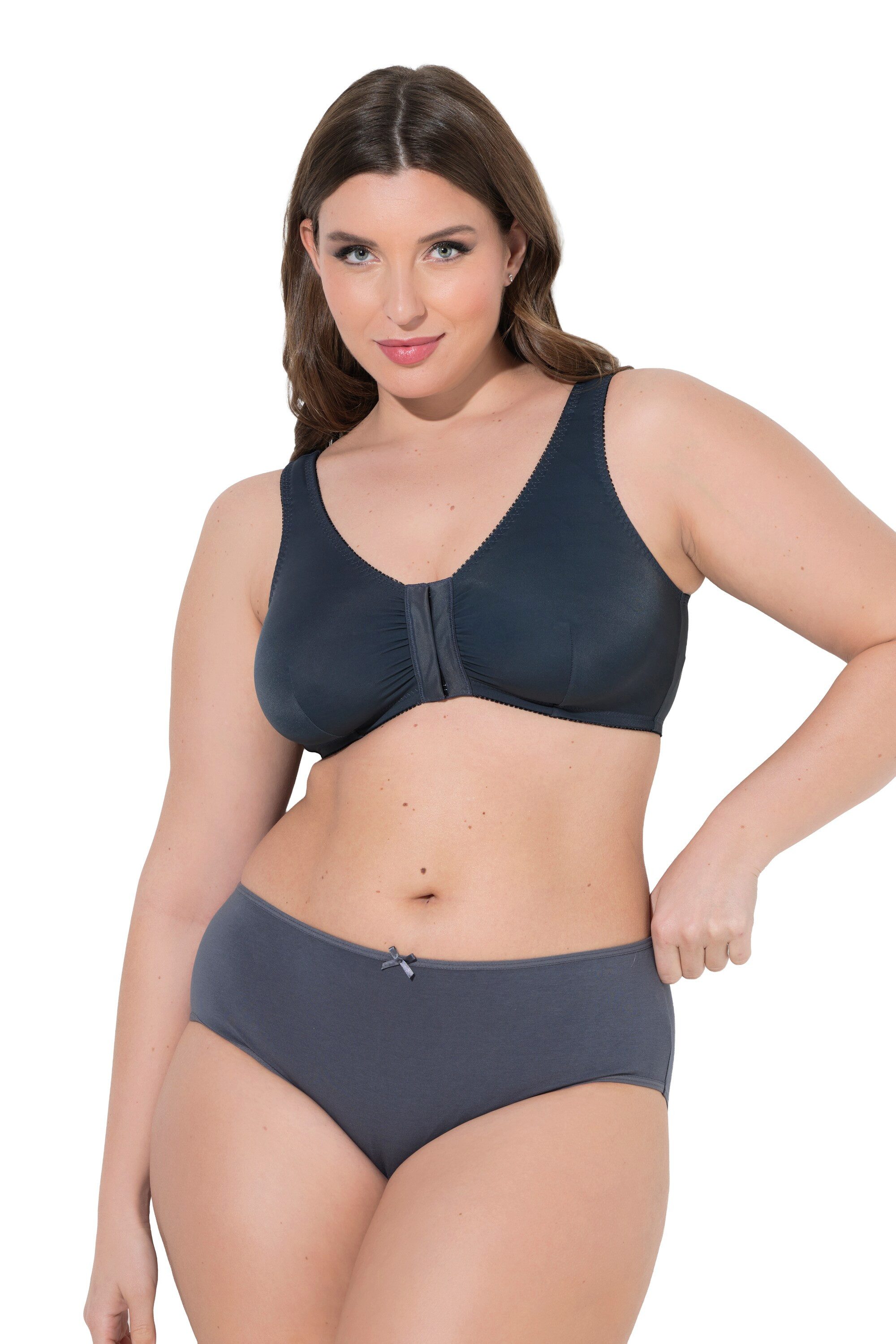 Ulla Popken Bustier Bustiers 3er-Pack Vorderverschluss Mikrofaser