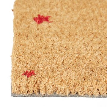 Fußmatte Fußmatte Kokos STERNE, relaxdays, Höhe: 15 mm, Rot