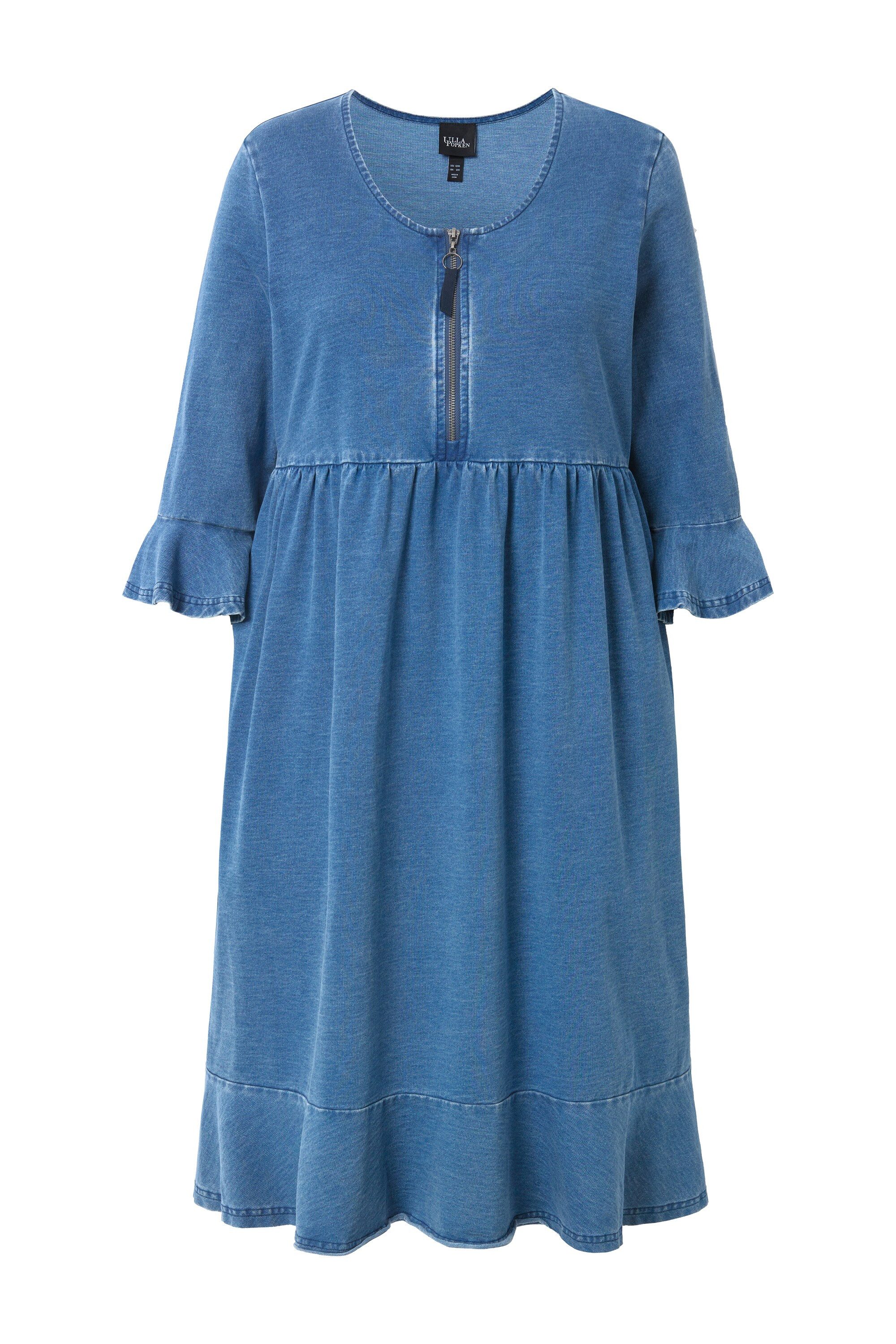 Ulla Popken Jerseykleid Midikleid Zipper A-Linie Rundhals 3/4-Arm günstig online kaufen