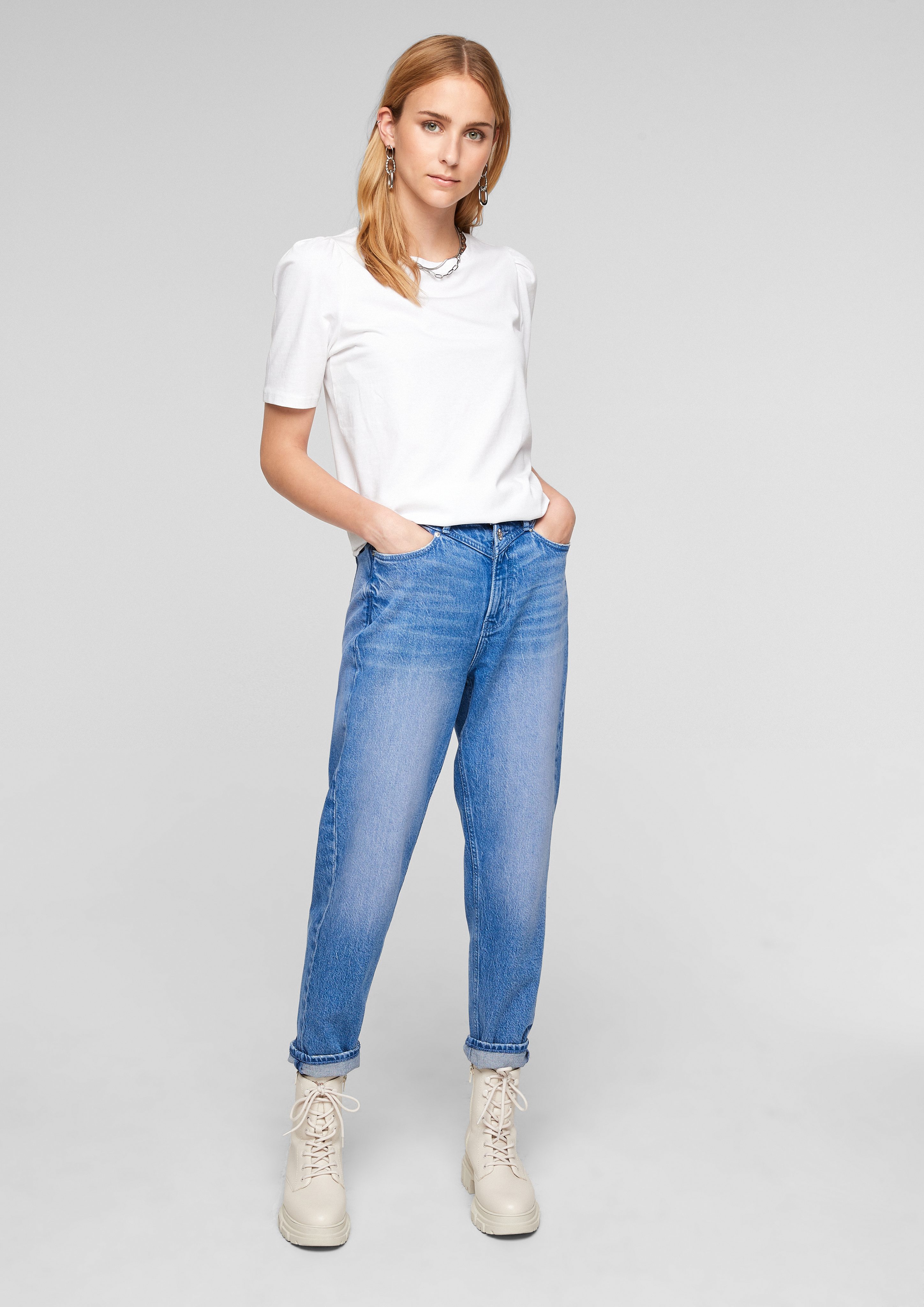 QS 7/8-Hose Relaxed: Tapered ankle leg-Jeans günstig online kaufen