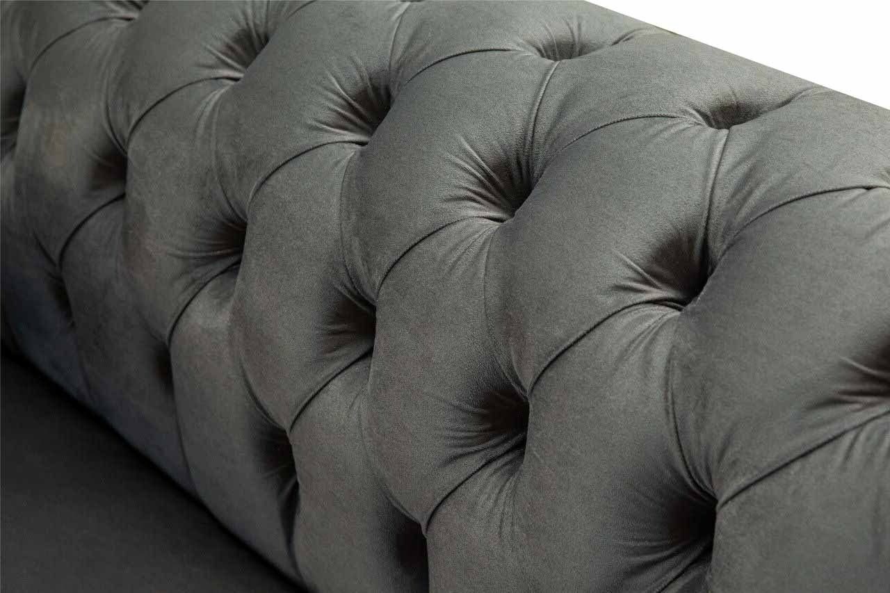 JVmoebel Sofa Sofa Made 2 In Luxus, Sitzer Polster Textil Europe Design Sofa Graublaue Chesterfield
