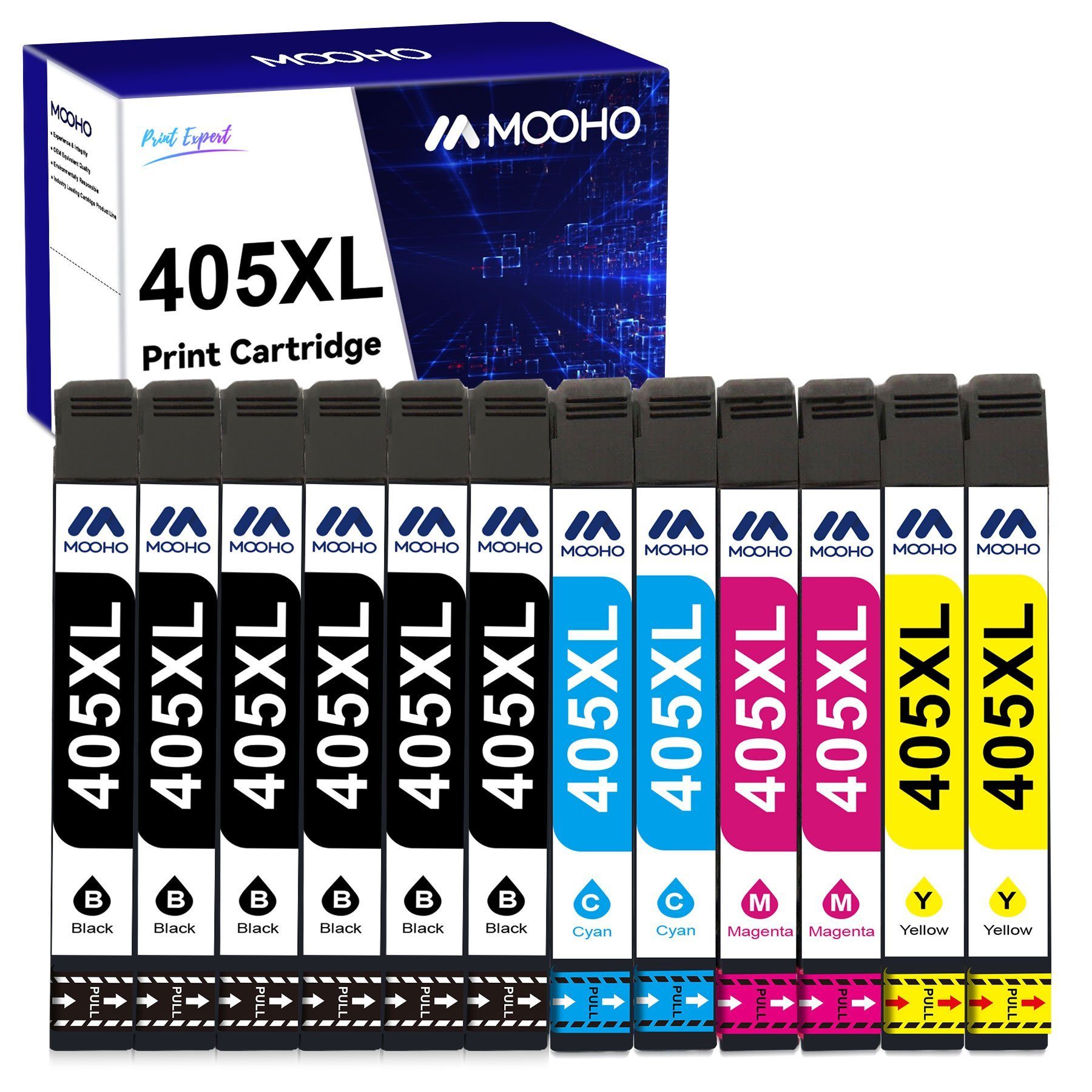 MOOHO 12er 405 Druckerpatronen für EPSON 405 XL Multipack 405XL Tintenpatrone (WorkForce Pro WF-7310DTW WF-7830DTWF WF-7835DTWF WF-7840DTWF WF-3820DWF, WF-3825DWF WF-4820DWF WF-4825DWF WF-4830DTWF)