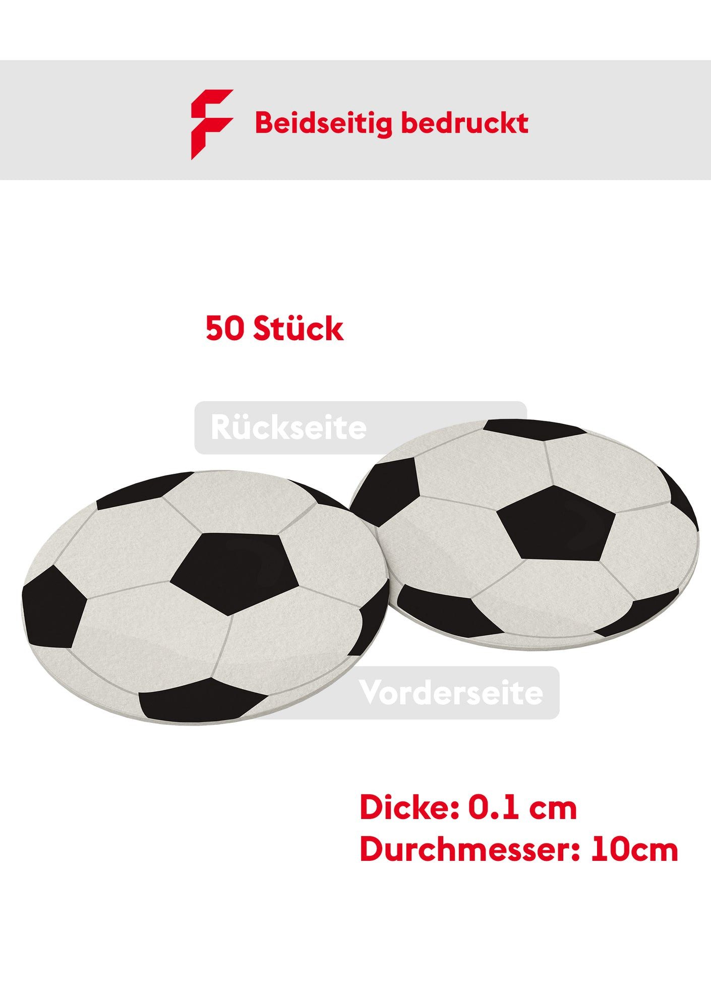FLYERALARM Bierdeckel Untersetzer für Gläser I Fußball Design I 50 Stück I WM Tischdeko, WM Fußball Deko Public Viewing Länder 2026 EM