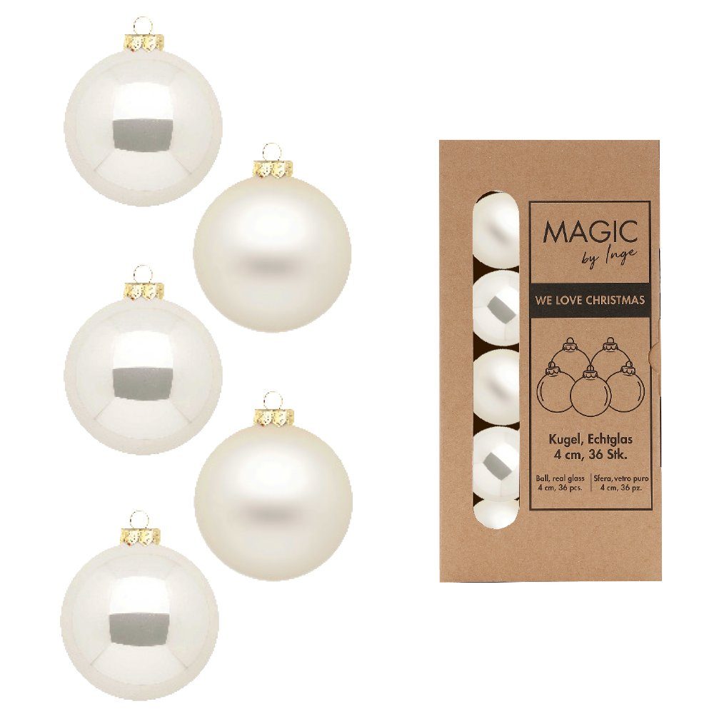 MAGIC by Inge Weihnachtsbaumkugel, Weihnachtskugeln Glas 4cm 36 Stück - Champagne