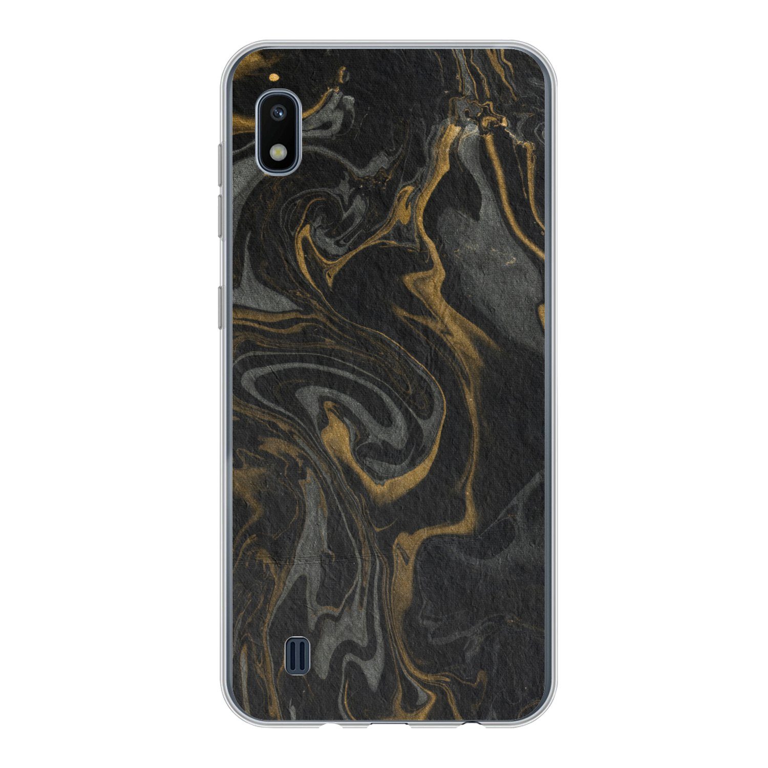 MuchoWow Handyhülle für Samsung Galaxy A10 Marmor - Textur - Grau - Gold - Marmoroptik - L, Smartphone-Bumper, Print, Handy Schutzhülle Dünn