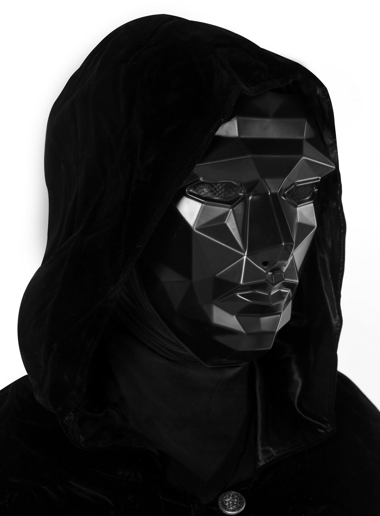 Maskworld Kostüm Squid Game Frontmann Maske mit Umhang, Einfaches Filmkostüm in Anlehnung an den Frontmann aus der berühmten
