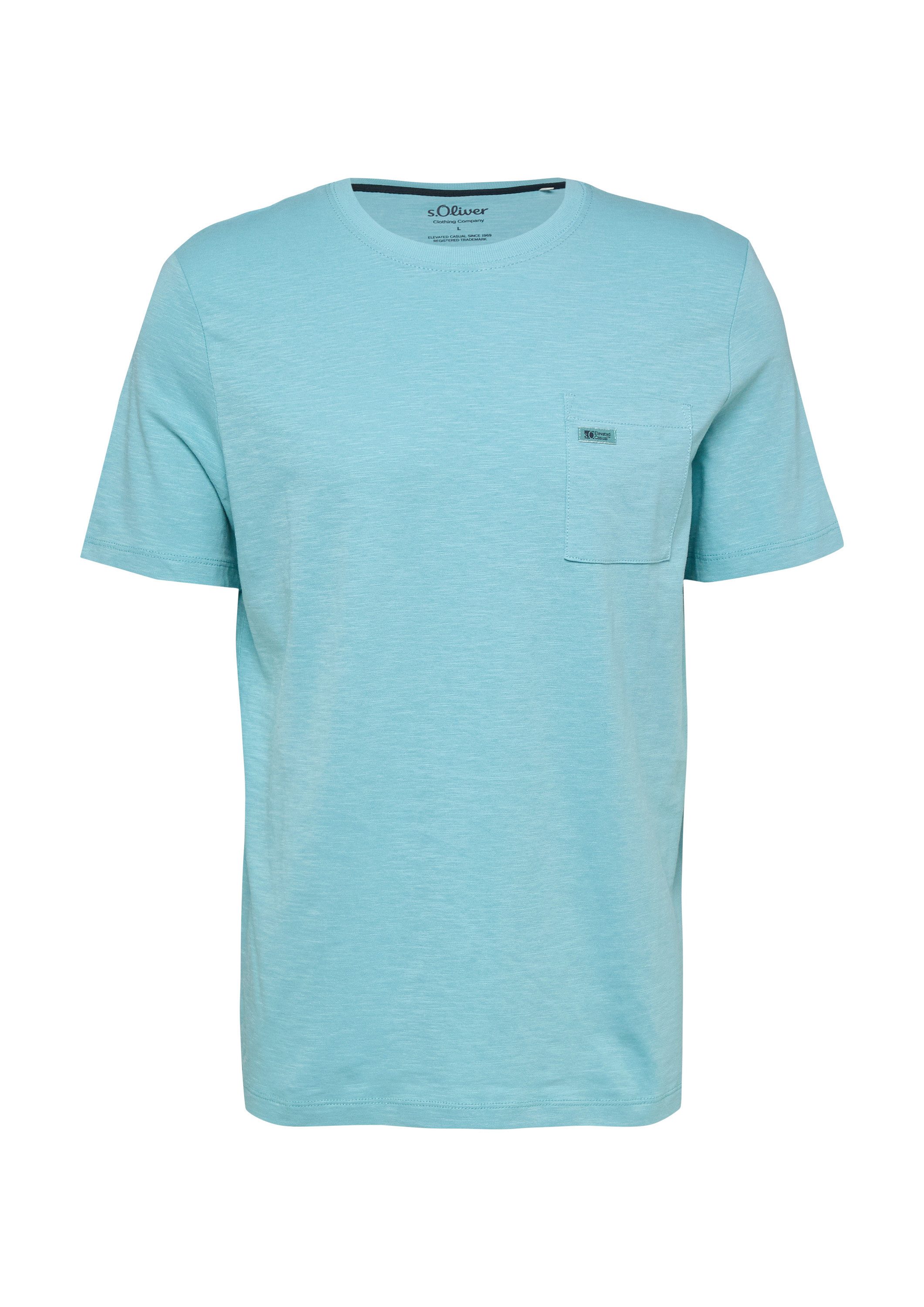 s.Oliver Kurzarmshirt T-Shirt T-Shirt in Flammgarnstruktur mit Brusttasche