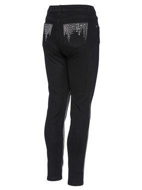 Sarah Kern Röhrenjeans Skinny-fit-Jeans figurbetont mit Kristallsteinchen