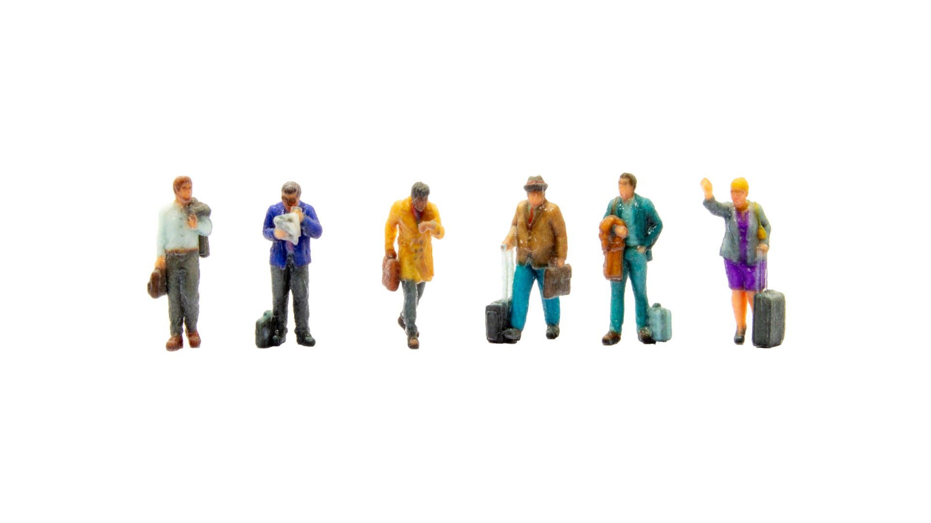 NOCH Modelleisenbahn-Figur NOCH N Figuren Geschäftsreisende, 3D-Farbausführun