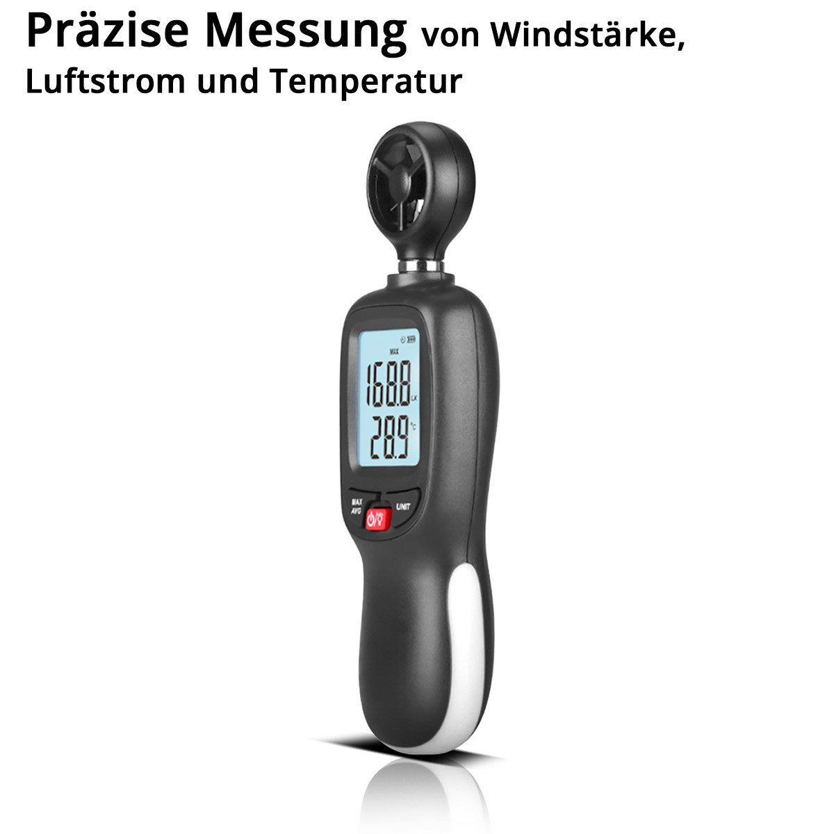 STAHLWERK Schichtdickenmessgerät Anemometer Kompakter Luftgeschwindigkeitsmesser 30 m/s, Windmessgerät
