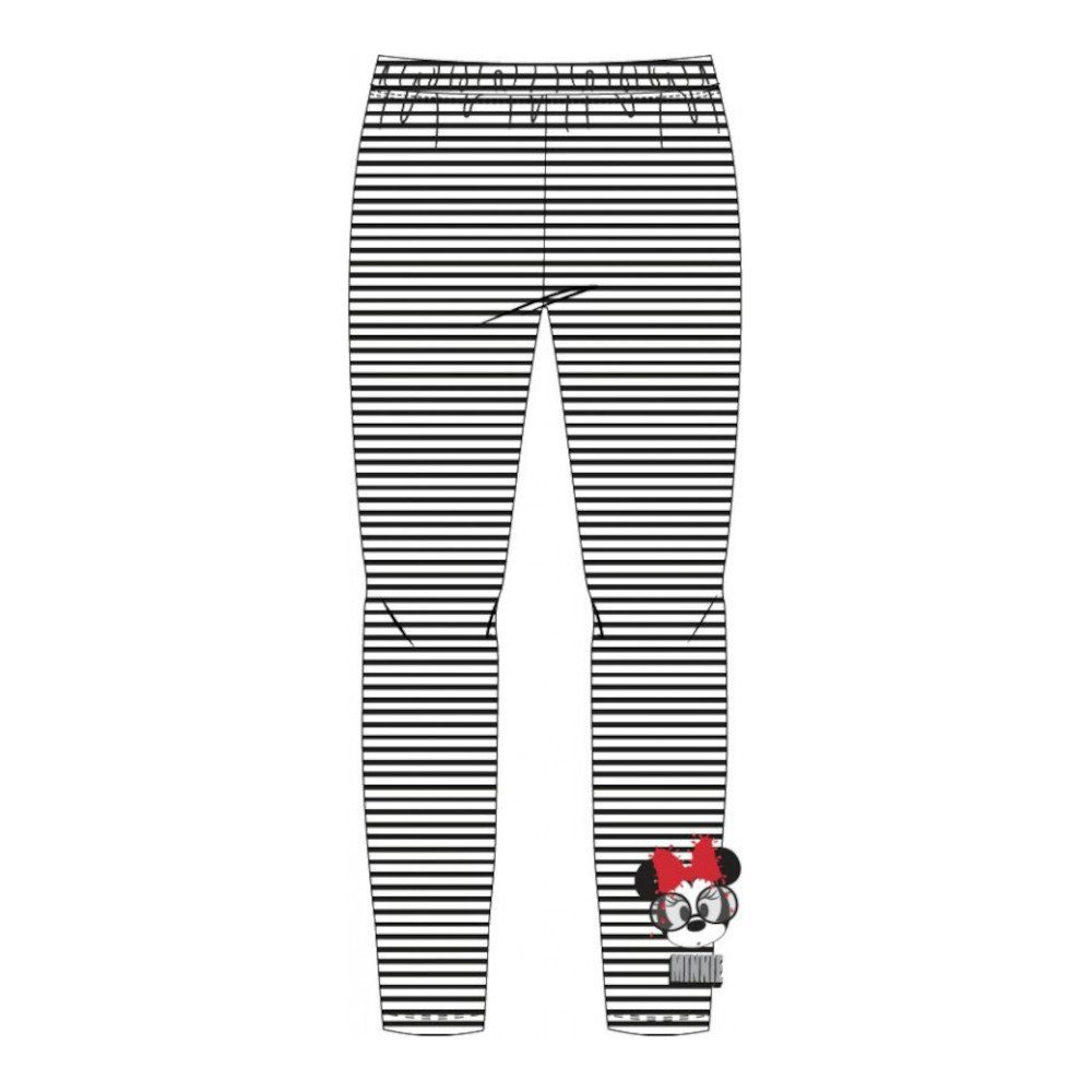 Disney Leggings Minnie Maus Leggings, schwarz-weiß gestreift mit Minnie Mouse Logo