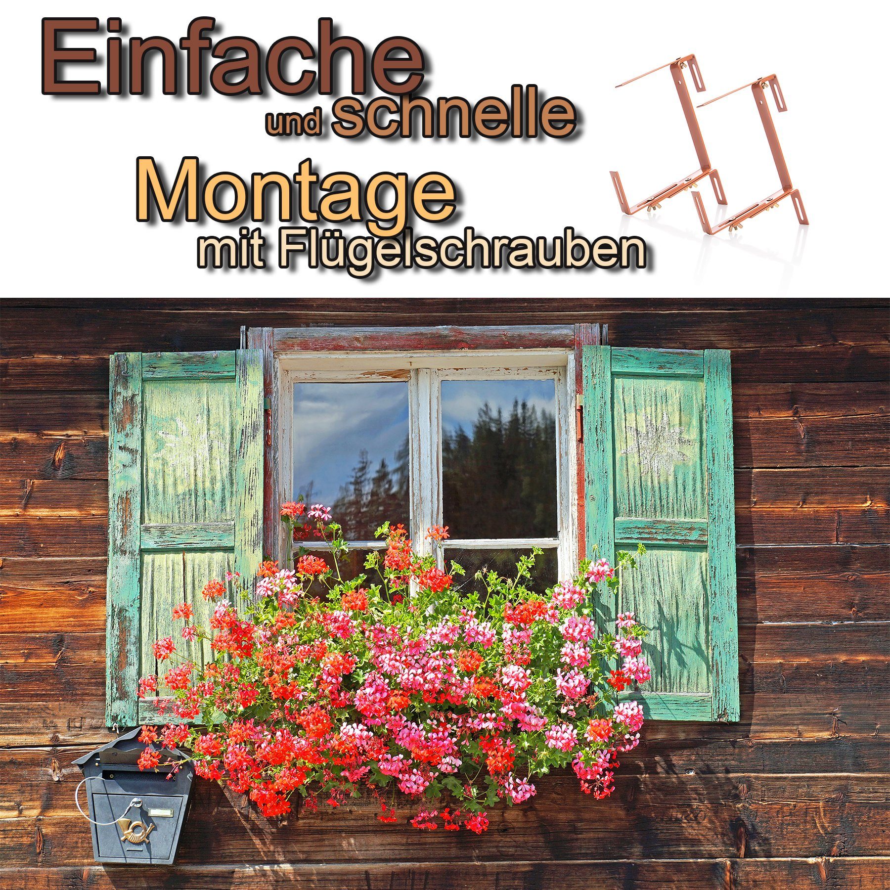 BigDean Blumenkastenhalter Blumenkastenhalterung 4 Stück Terrakotta für Balkon und Geländer
