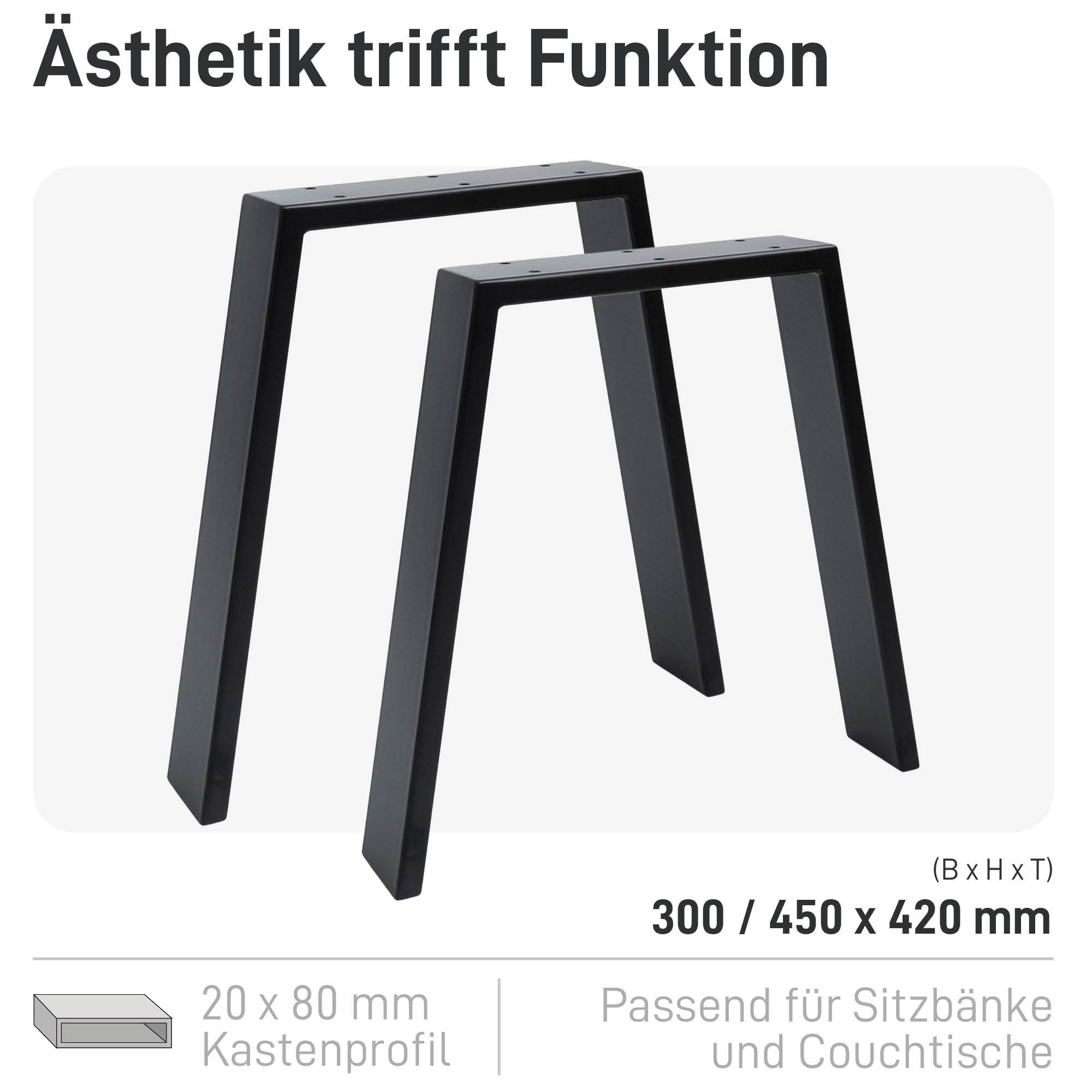 Natural Goods Berlin Möbelkufe CLASSIC, (2-St), Tischkufen, B30/40 x H42cm (Sitzbank / Couchtisch), Schwarz