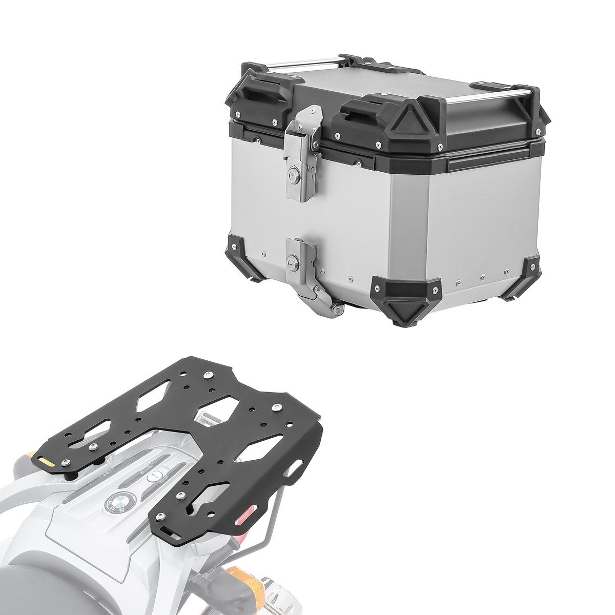 Bagtecs Topcase Set Alu Topcase + Gepäckbrücke passend für BMW F 650 GS / Dakar 04-07