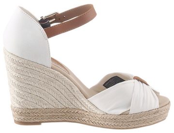 Tommy Hilfiger BASIC OPENED TOE HIGH WEDGE High-Heel-Sandalette, Sommerschuh, Sandale, Keilabsatz, mit dezenter Flagstickerei