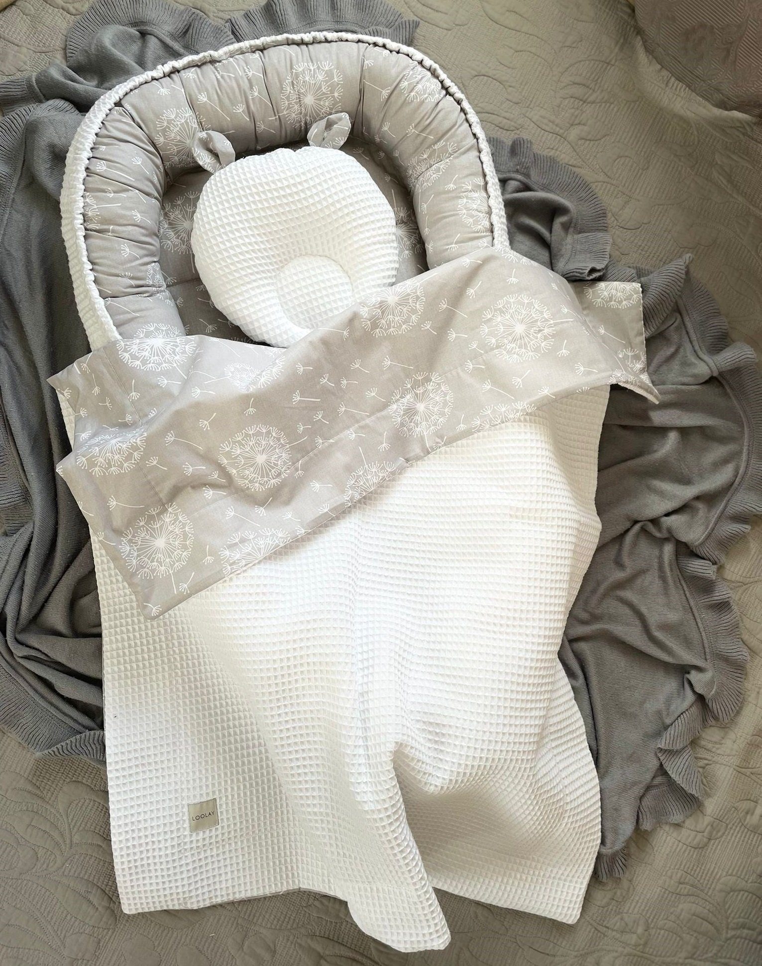 Bettnestchen WAFFELPIQUE Baumwolle BABYNEST Babykokon Neugeborene Babyausstattung