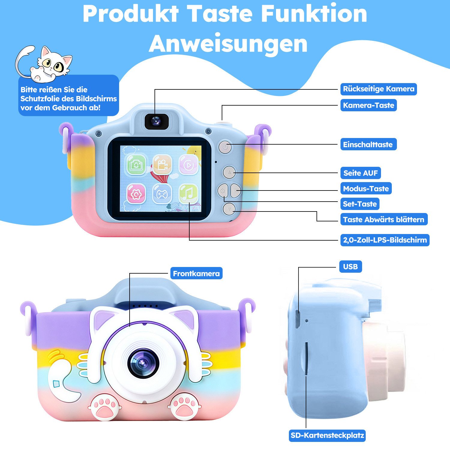 MOPUEA Digitalkamera Spielzeug-Kamera Anti-Drop Selfie Digital Video Kamera günstig online kaufen
