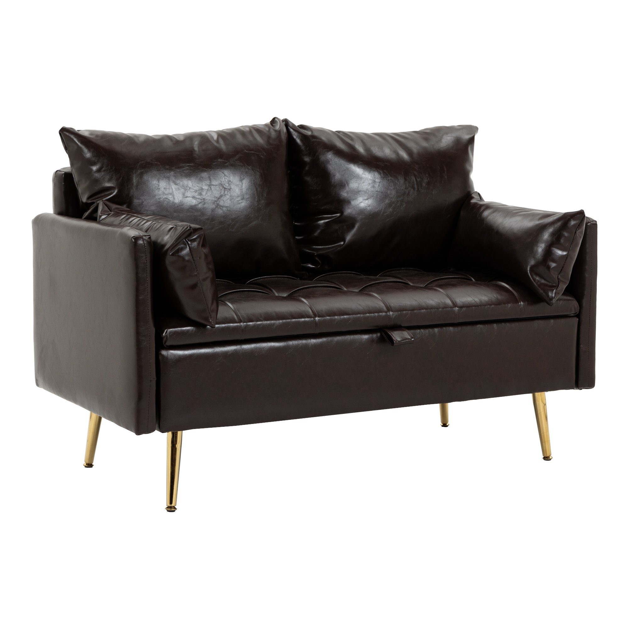 gepolstert »Sysmä« Metallfüße en.casa Sofa, Mocha Dark 2-Sitzer