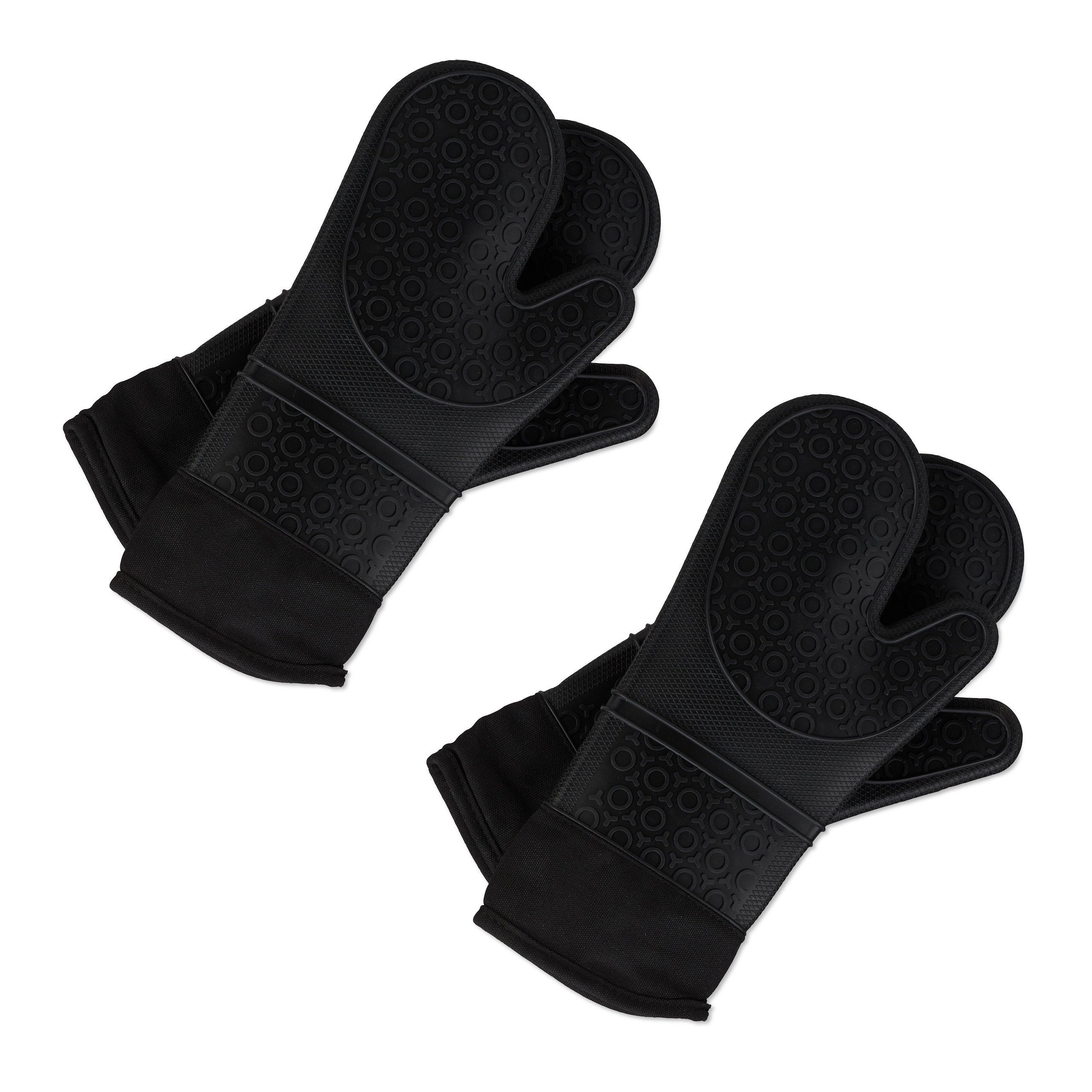 Topfhandschuhe 2 Paar Ofenhandschuhe Silikon schwarz