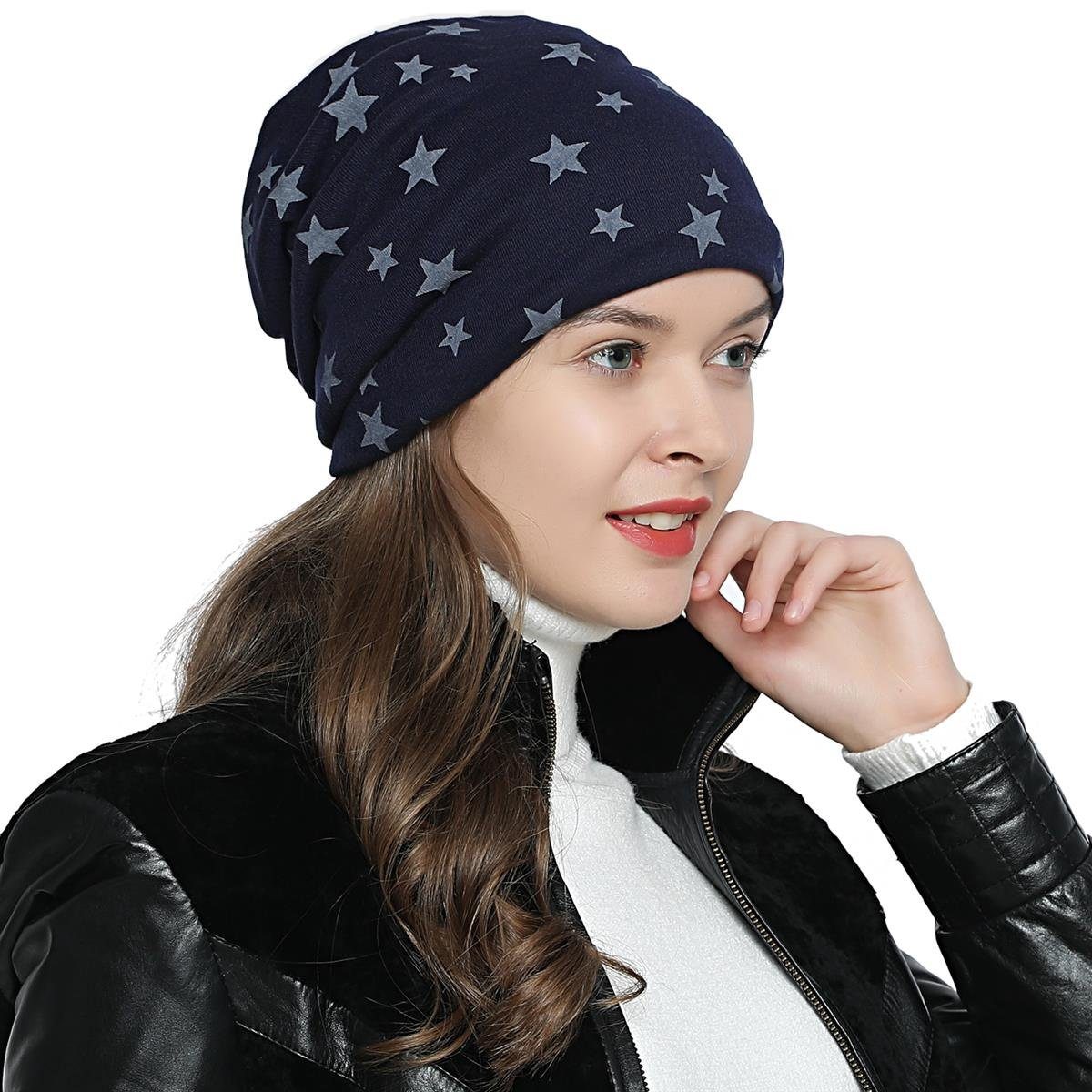 DonDon Beanie Damen Slouch mit Print günstig online kaufen