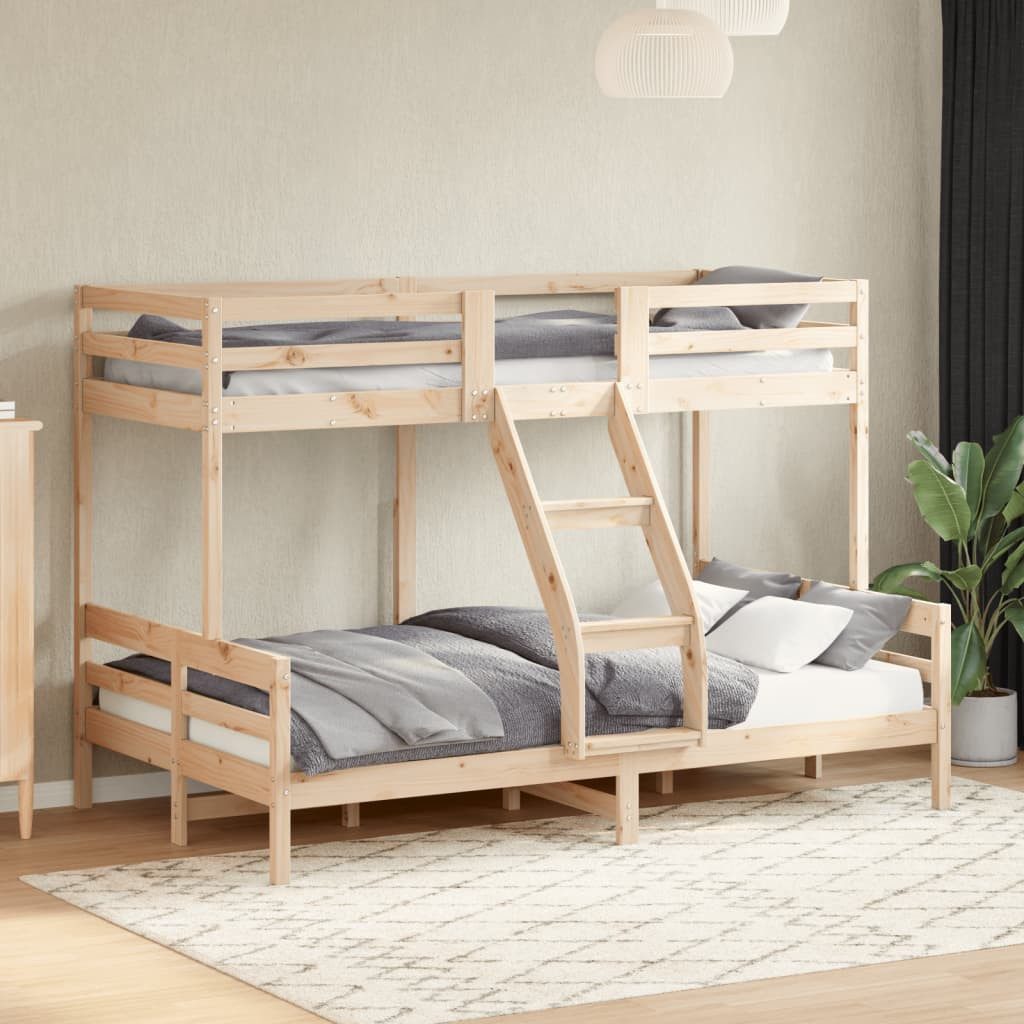 Bett Etagenbett aus massivem Kiefernholz 207x125,5x145 cm natur