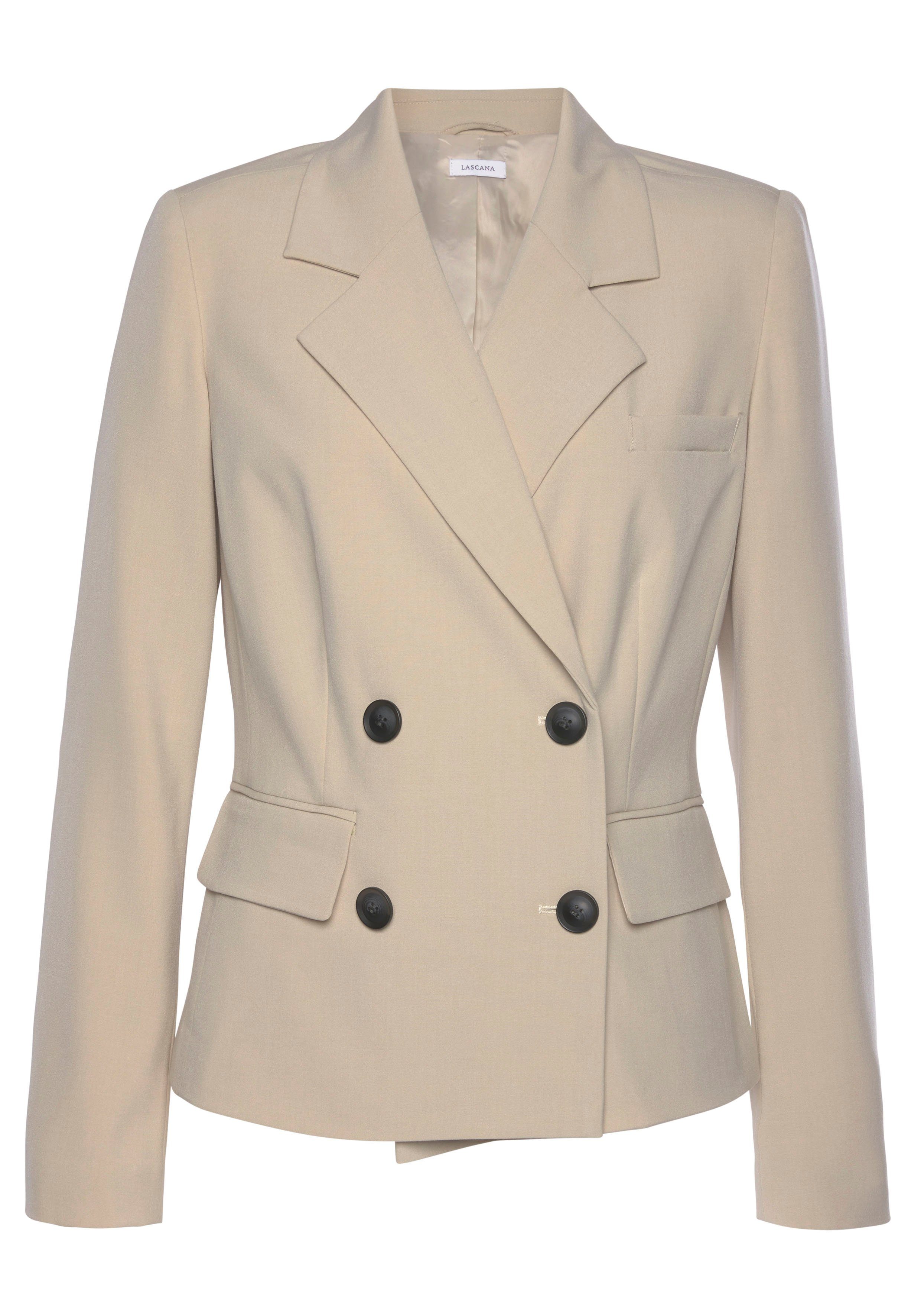 LASCANA Kurzblazer mit doppelreihigem Knopfverschluss, Damenblazer, sportlich-elegant