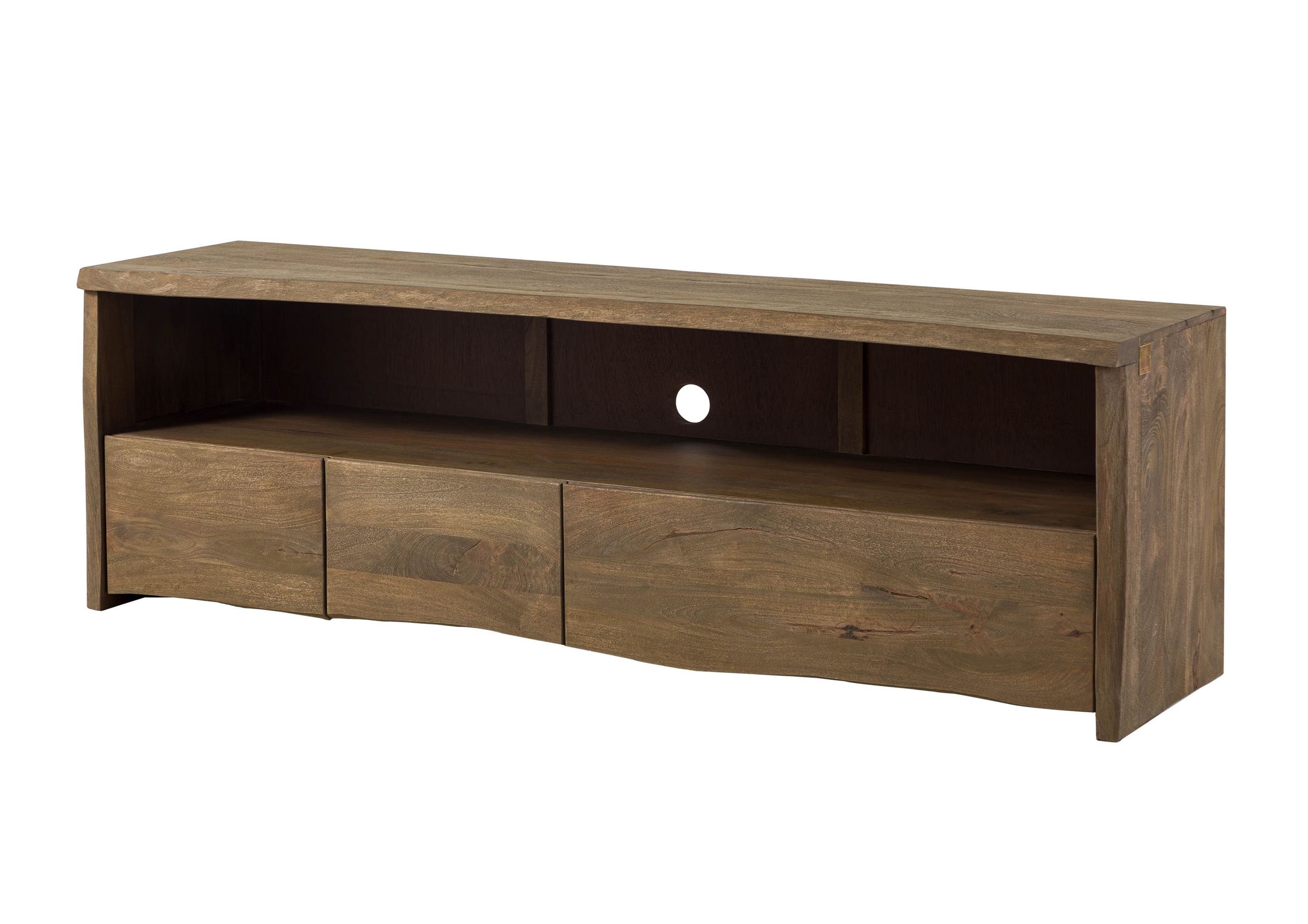 Massivmoebel24 TV-Board (Massivholz), Mango 190x50x60 braun geölt / sandgestrahlt PURE MANGO #120