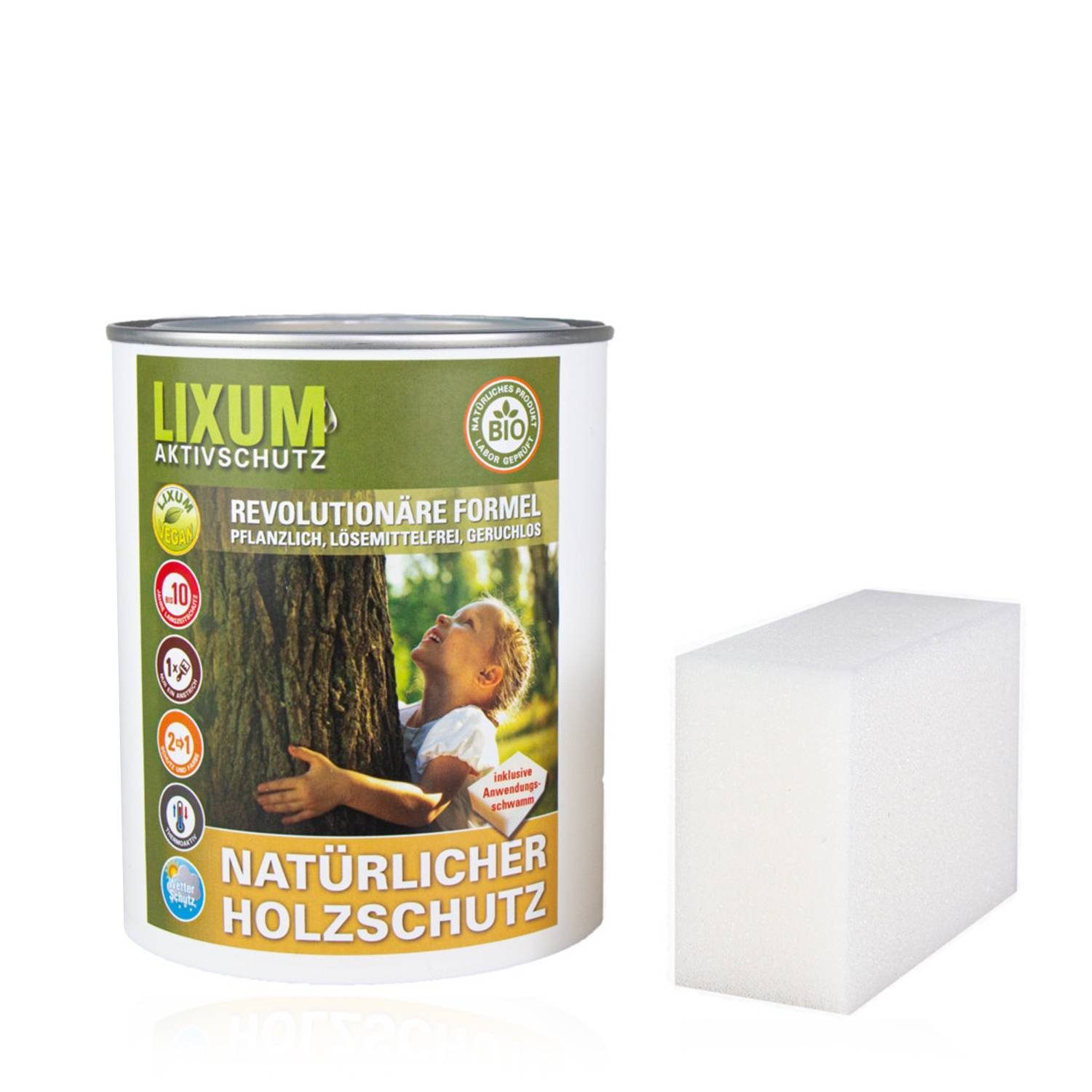 LIXUM Holzschutzlasur LIXUM 100% biologische Holzschutz Lasur natürliche Schwarzbraun universell - BIO &