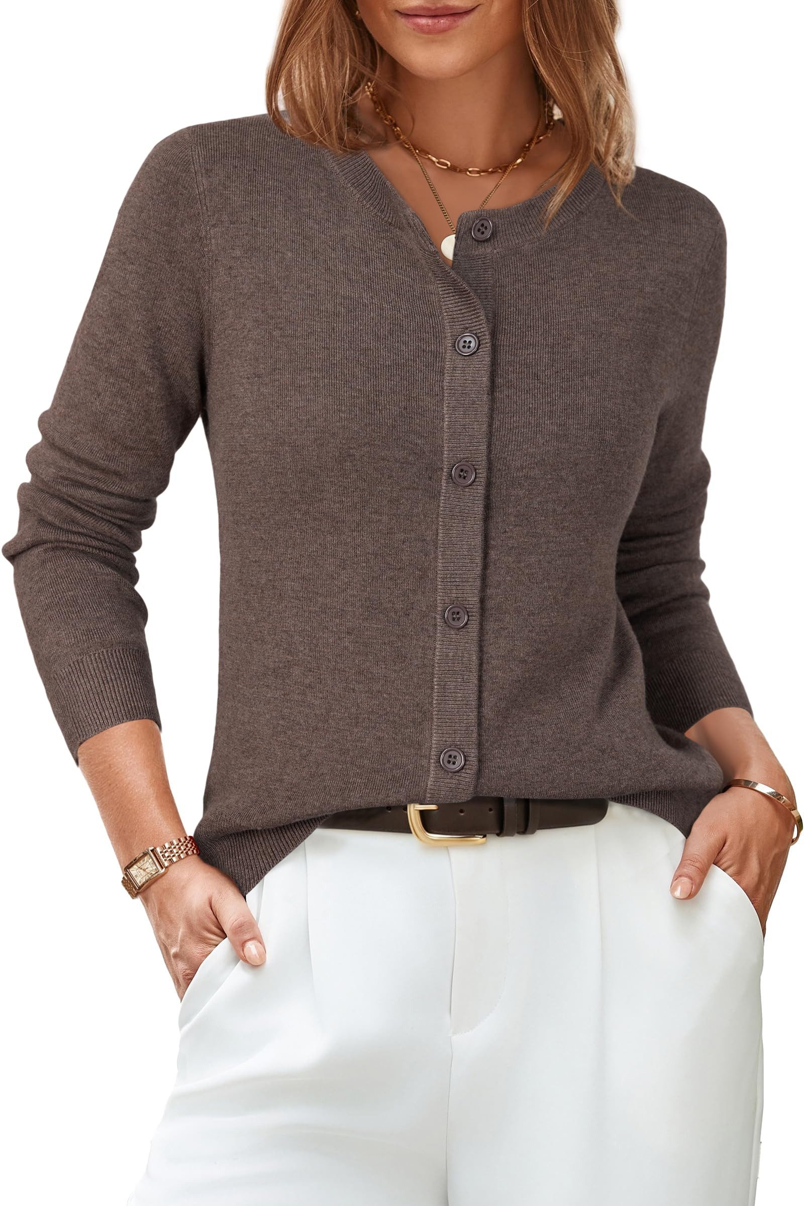 Arach&Cloz Strickjacke Damen Cardigan-Pullover Lässige Strickjacken Business-Casual-Outfit-Oberteil