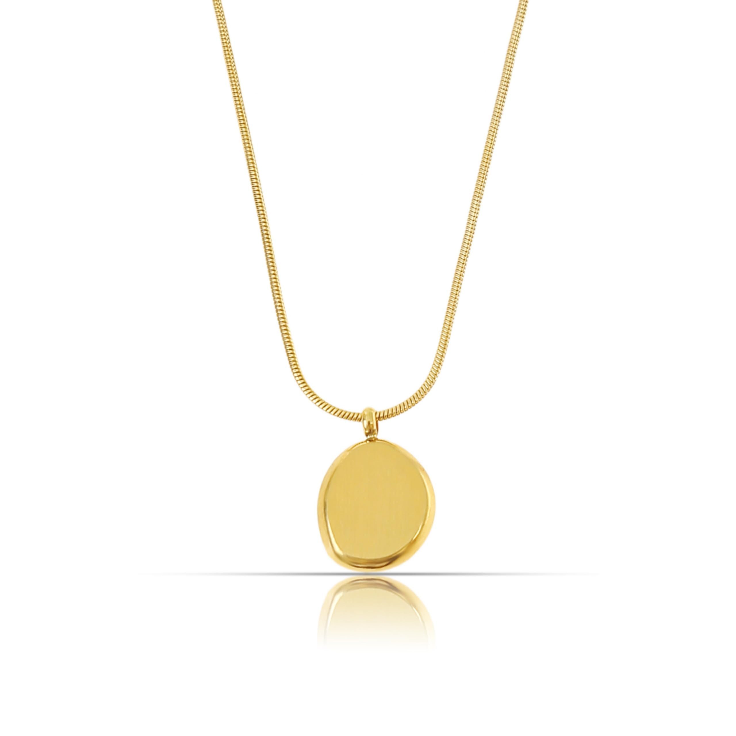 Made by Nami Kette mit Anhänger Halskette für Damen in Gold mit Rundem Coin Kettenanhänger, Gold Wasserfester Schmuck Geschenk für Sie