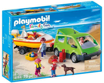 Playmobil® Spielwelt Family Fun Familyvan mit Bootsanhänger 4144, Van Fahrzeug Boot Familie Spielzeug-Figuren Sommer Strand