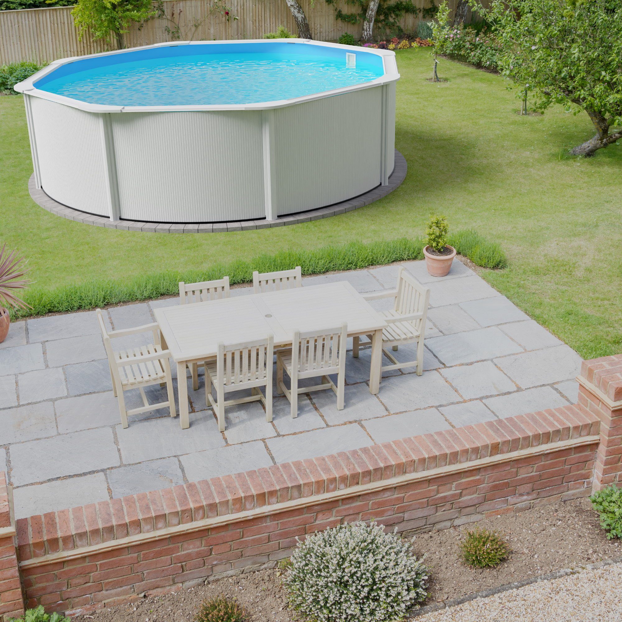 Planet Pool Rundpool Stahlwandpool rund Größe wählbar, 120 cm tief, Sta (Einzelbecken, 1-tlg), verzinkte Stahlwand