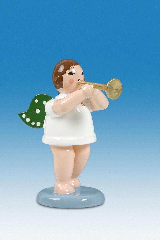 6cm und Engel Höhe mit Holzfigur Engelfigur Trompete Krone NEU