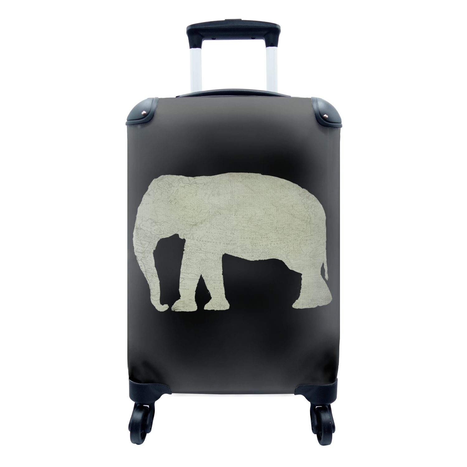 MuchoWow Handgepäckkoffer Elefant - 4 Trolley, Karte Ferien, Handgepäck Reisetasche mit Rollen, - für Retro, rollen, Reisekoffer