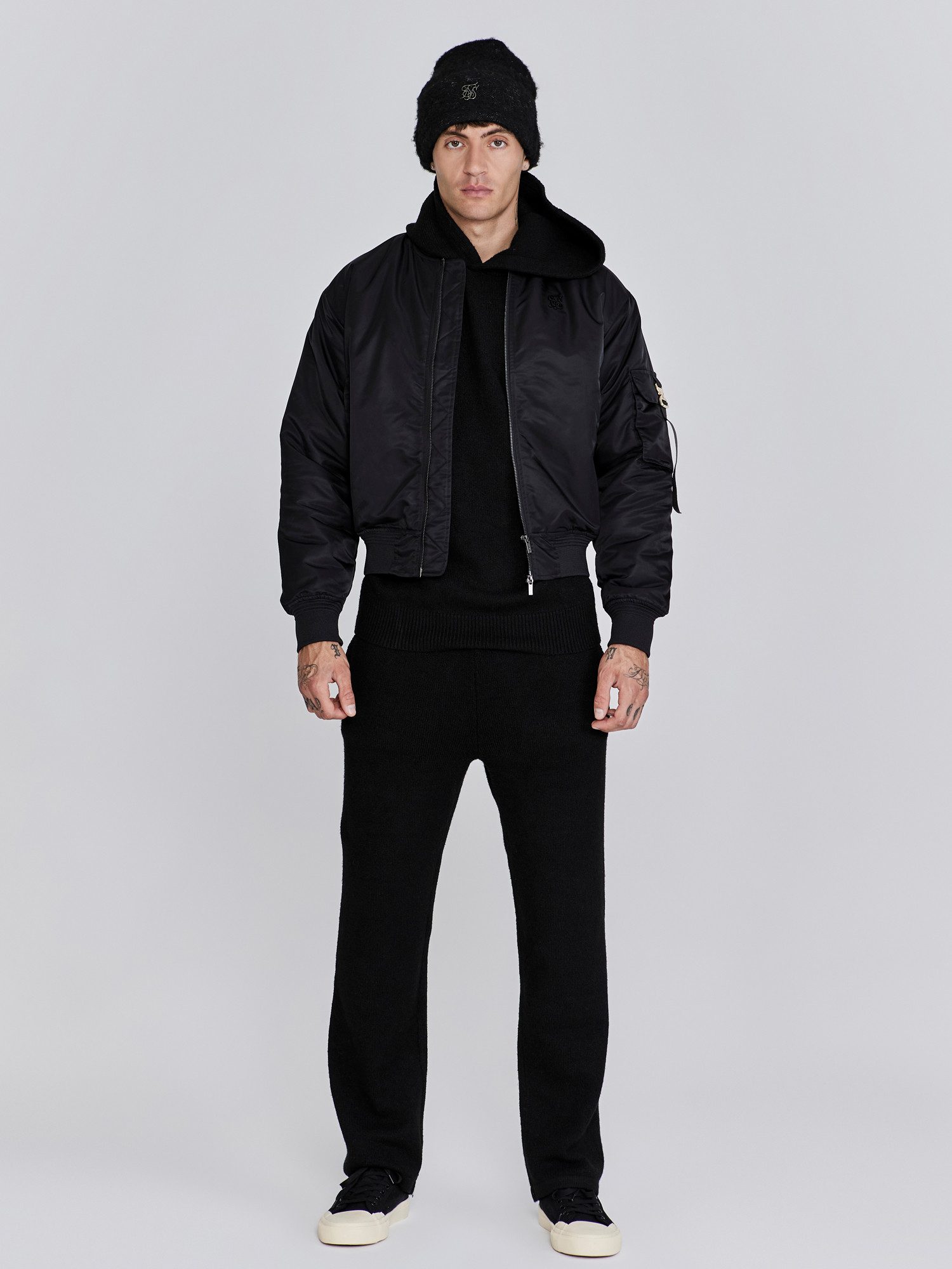 Siksilk Bomberjacke SikSilk Herren Schwarze Bomberjacke