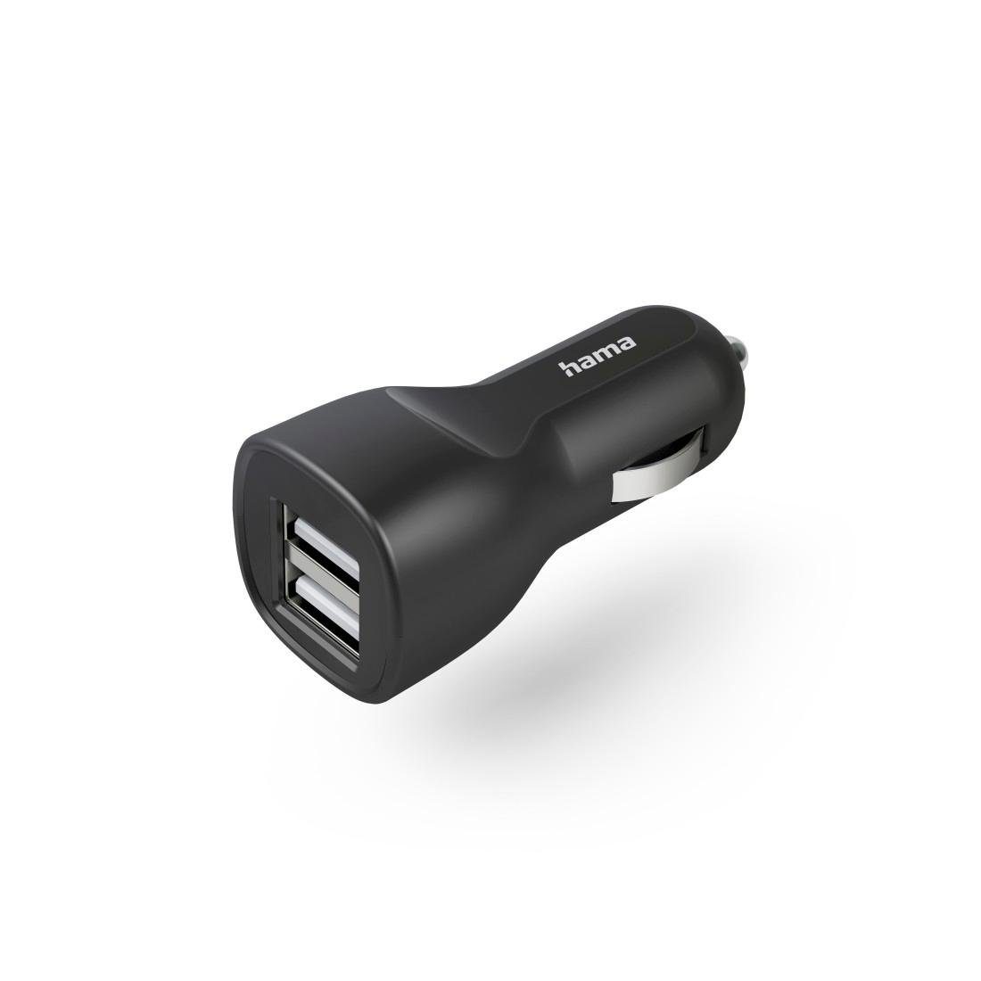 Auto-Ladegerät mit 2x USB-A-Buchse, 12 W, Schwarz USB-Ladegerät