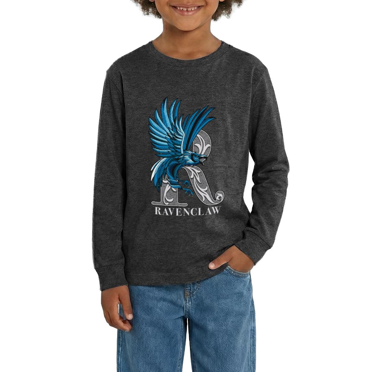 T-Shirt Harry Potter Ravenclaw Silver Monochrom Teenager Premium Langarmshirt