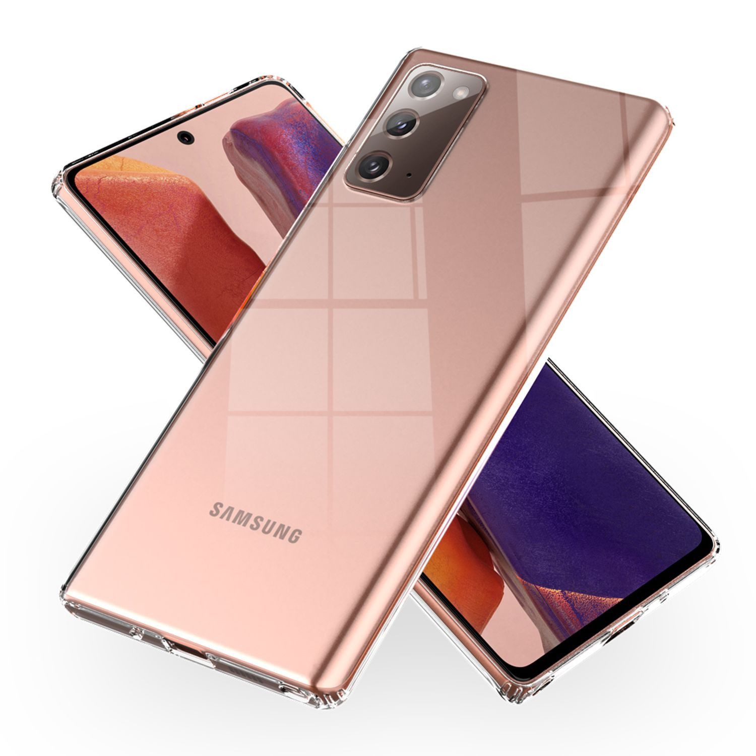 Nalia Smartphone-Hülle Samsung Galaxy Note 20 17 cm (6,7 Zoll), Klare Hybrid Hülle / Harte Rückseite / Kratzfest / Super Transparent