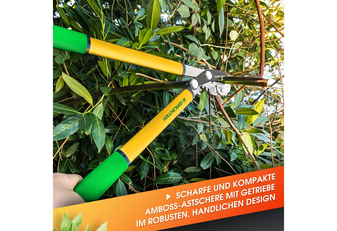 Thumbnail - GRÜNTEK Astschere Astschere GRIZZLY 470mm Amboss mit Gear-Drive Schneidsystem, bis zu 2,2 x höhere Schneidleistung durch...