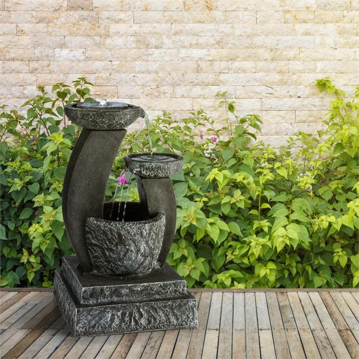 blumfeldt Wasserspiel Fantaghiro, 41 cm Breite, (Set, inkl. Pumpe,Solarpanel,LED-Beleuchtung und Anschlussmaterial), spring zimmer zier brunnen led-beleuchtung  – Bild 2 von 4